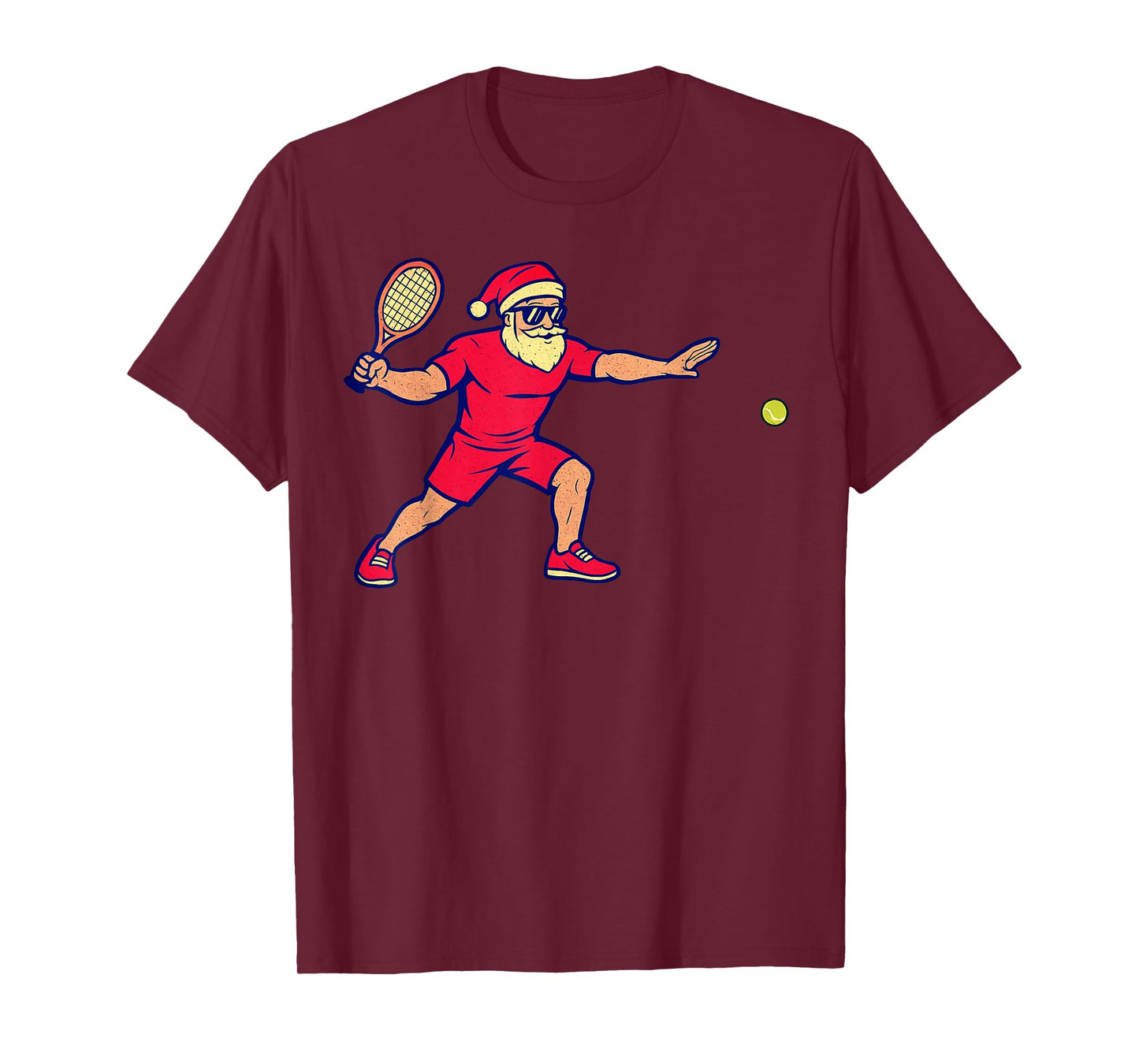 Santa Playing Tennis Christmas Vintage Funny Xmas T-Shirt