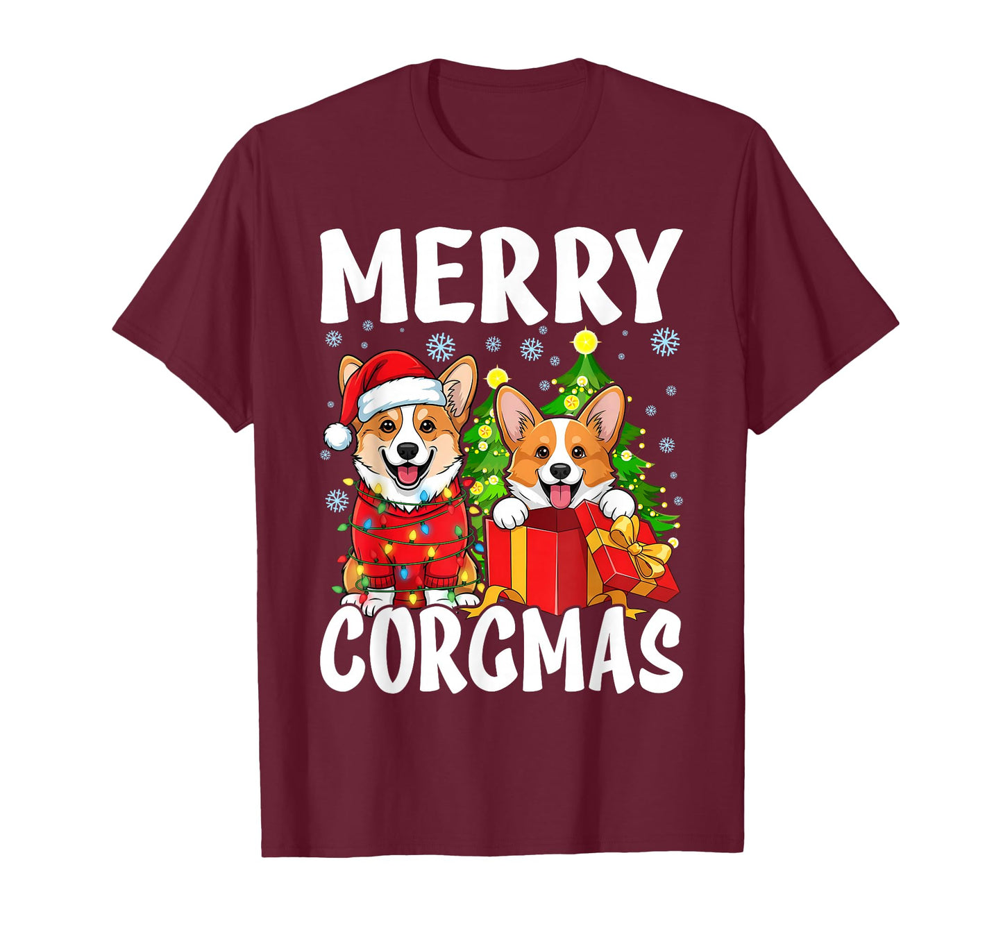 Merry Corgmas Santa Corgi Christmas Cute Dog Reindeer T-Shirt