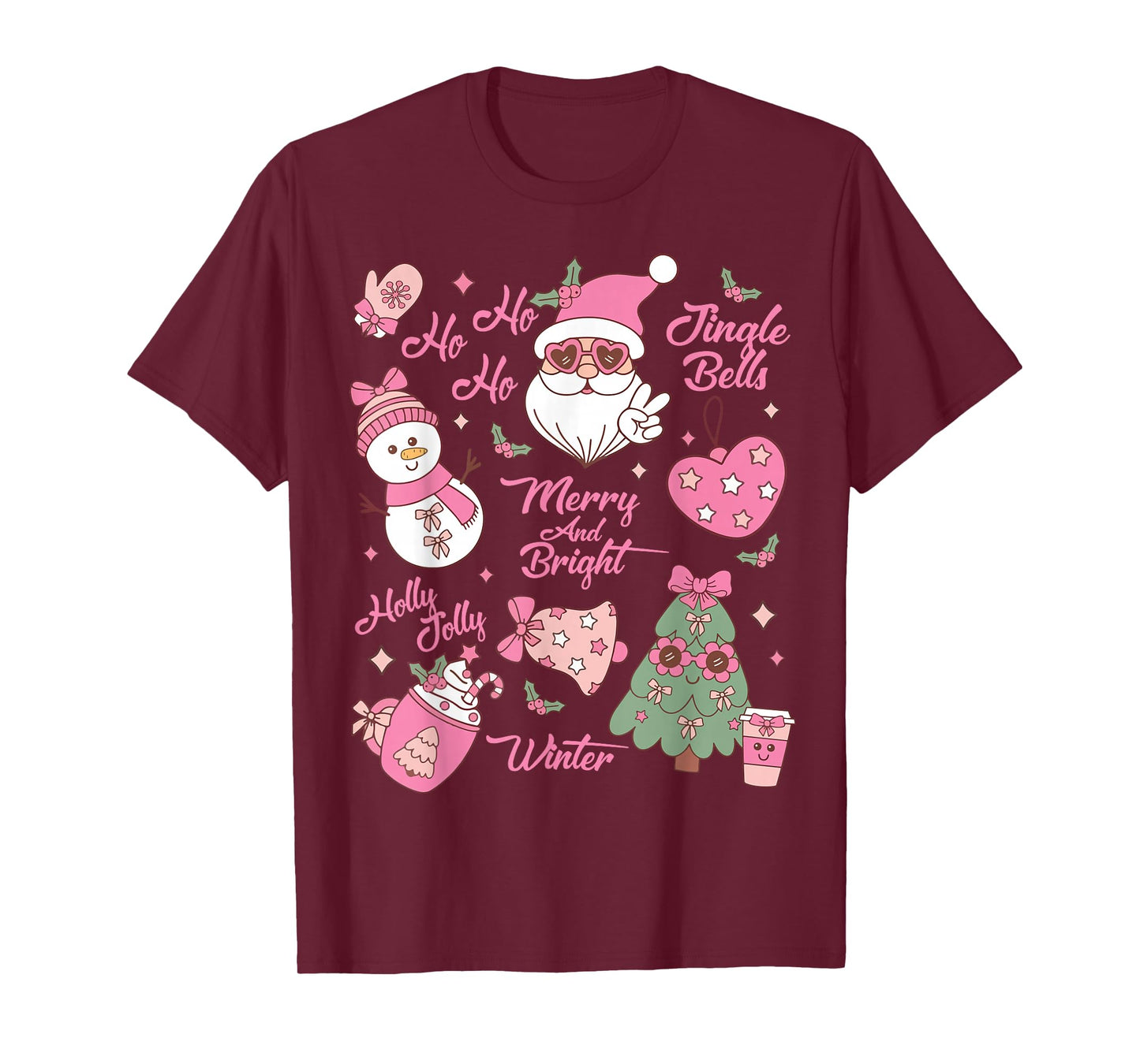 Retro Groovy Santa Claus Christmas Vibes Womens Kids Girls T-Shirt