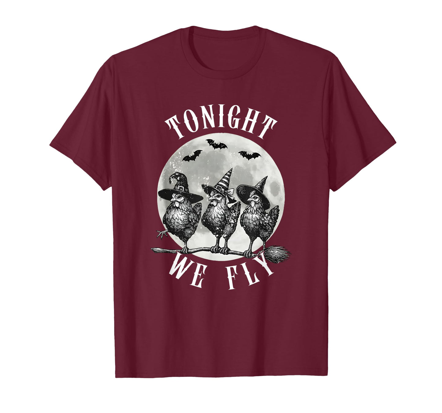 Tonight We Fly, Vintage Chicken Witches Hat and Broom T-Shirt