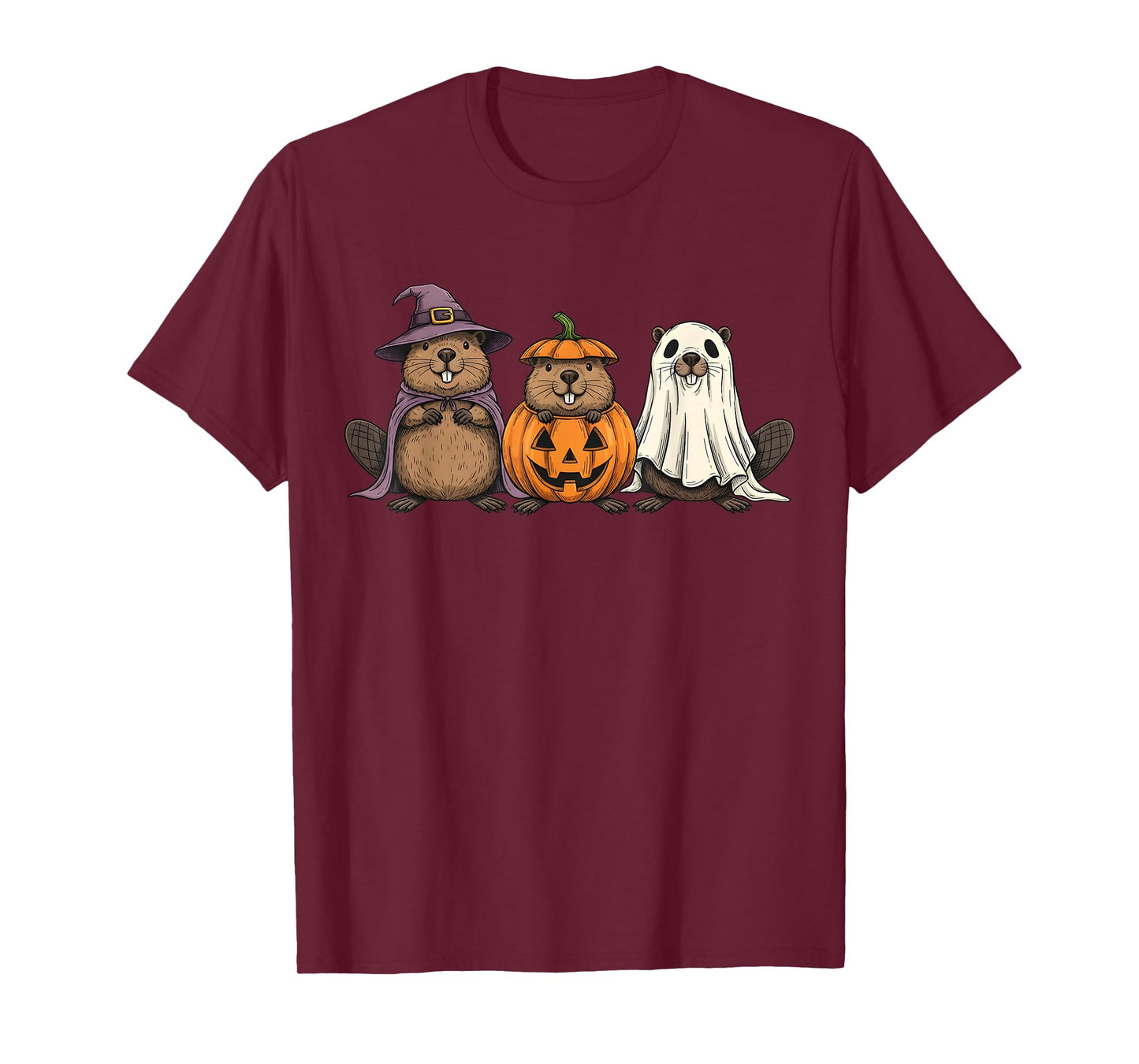 Spooky Ghost Beaver Lover Pumpkin Halloween T-Shirt