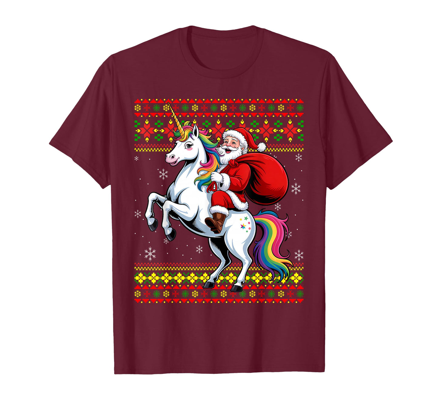 Santa Claus On Unicorn Ugly Christmas Holiday Kids Girls T-Shirt
