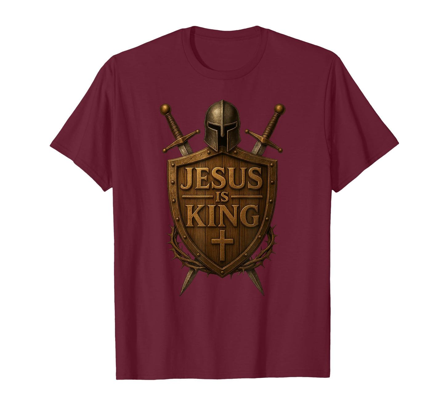 Jesus Is King | Armor of God Shield & Sword Christian Men T-Shirt
