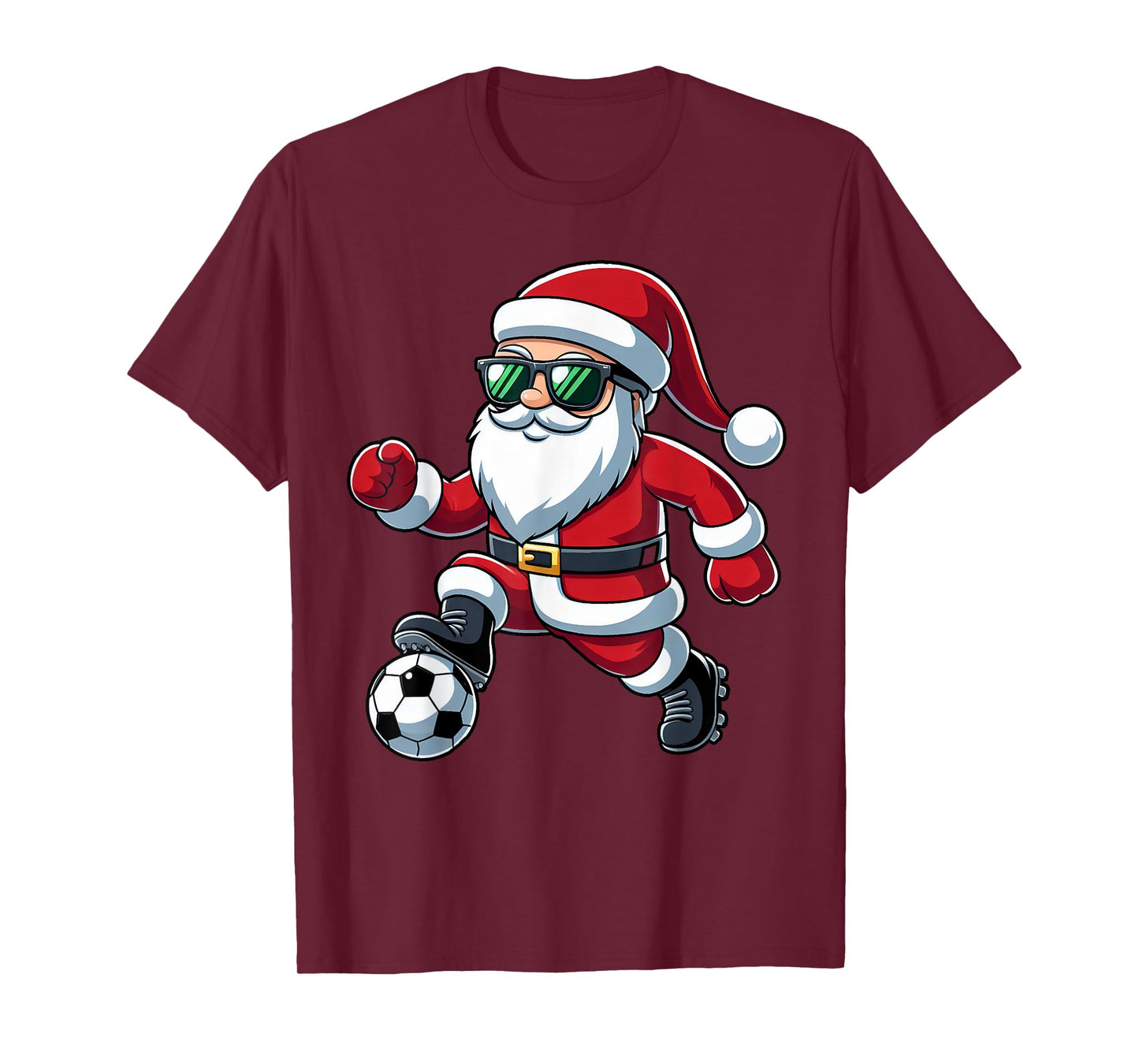 Christmas Santa Claus Play A Soccer Funny Boys Kids Xmas T-Shirt