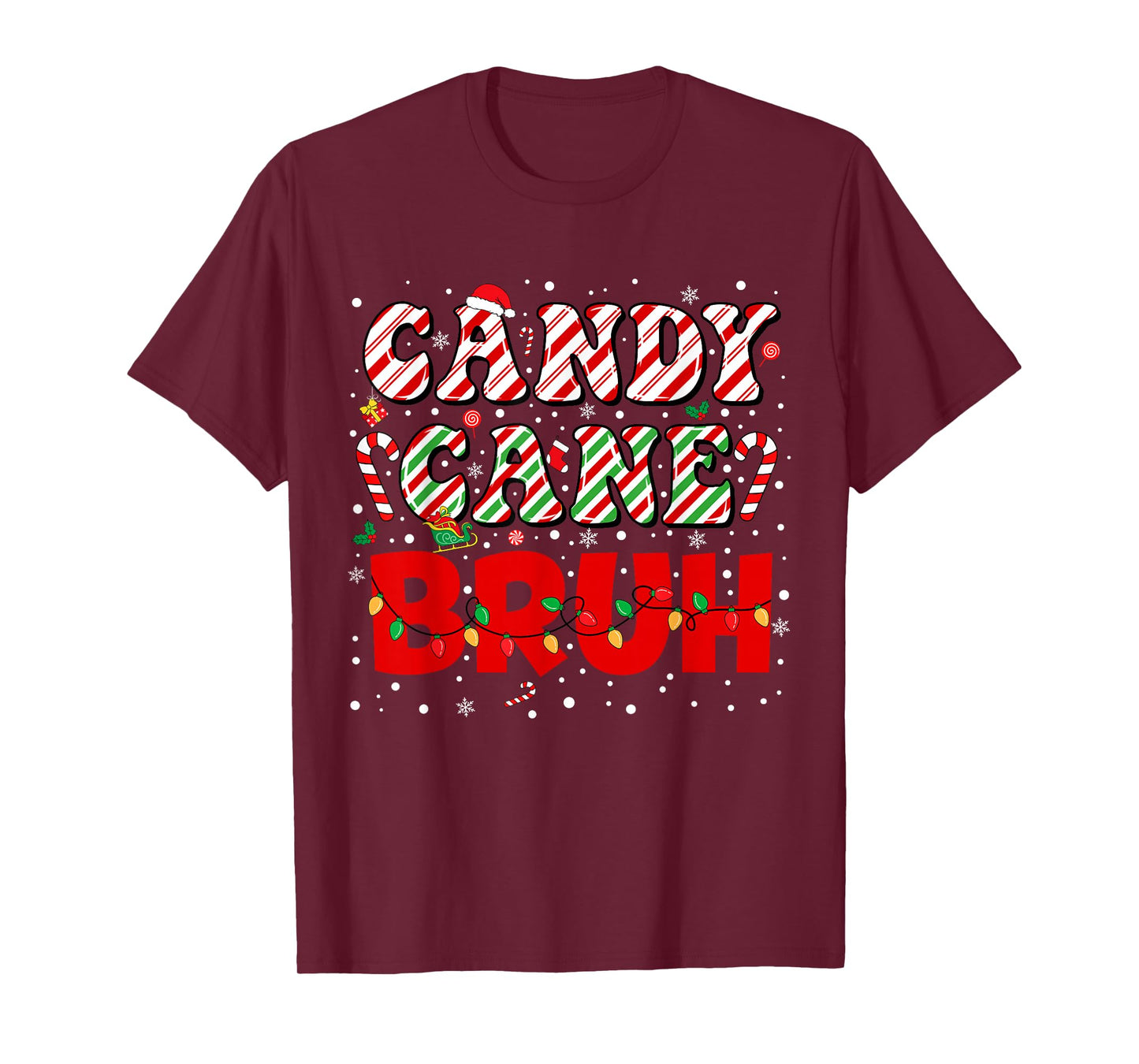 Candy Cane Bruh Christmas Love Candy Boys Girls Kids Xmas T-Shirt