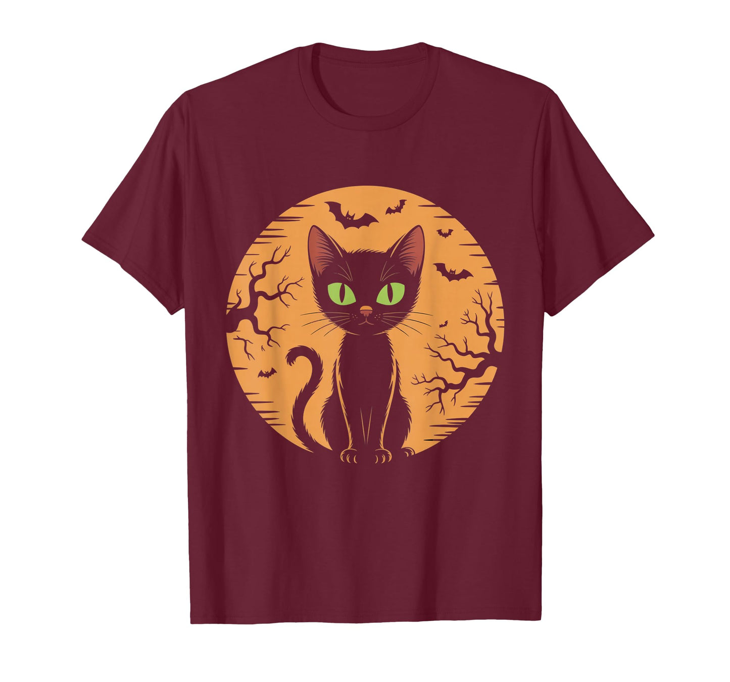 Spooky Cat Halloween Cat Costume Retro Moon Cat T-Shirt