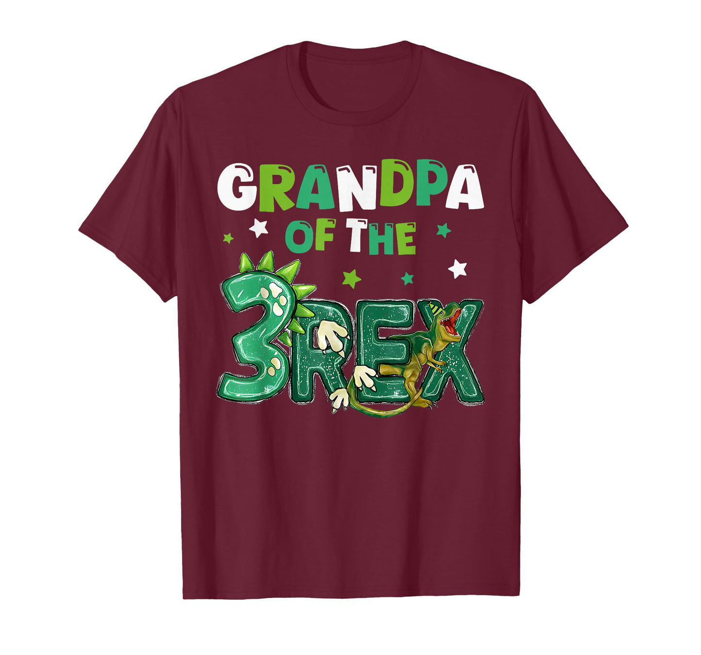 Grandpa of the Three Rex Birthday Dinosaur Family Matching T-Shirt