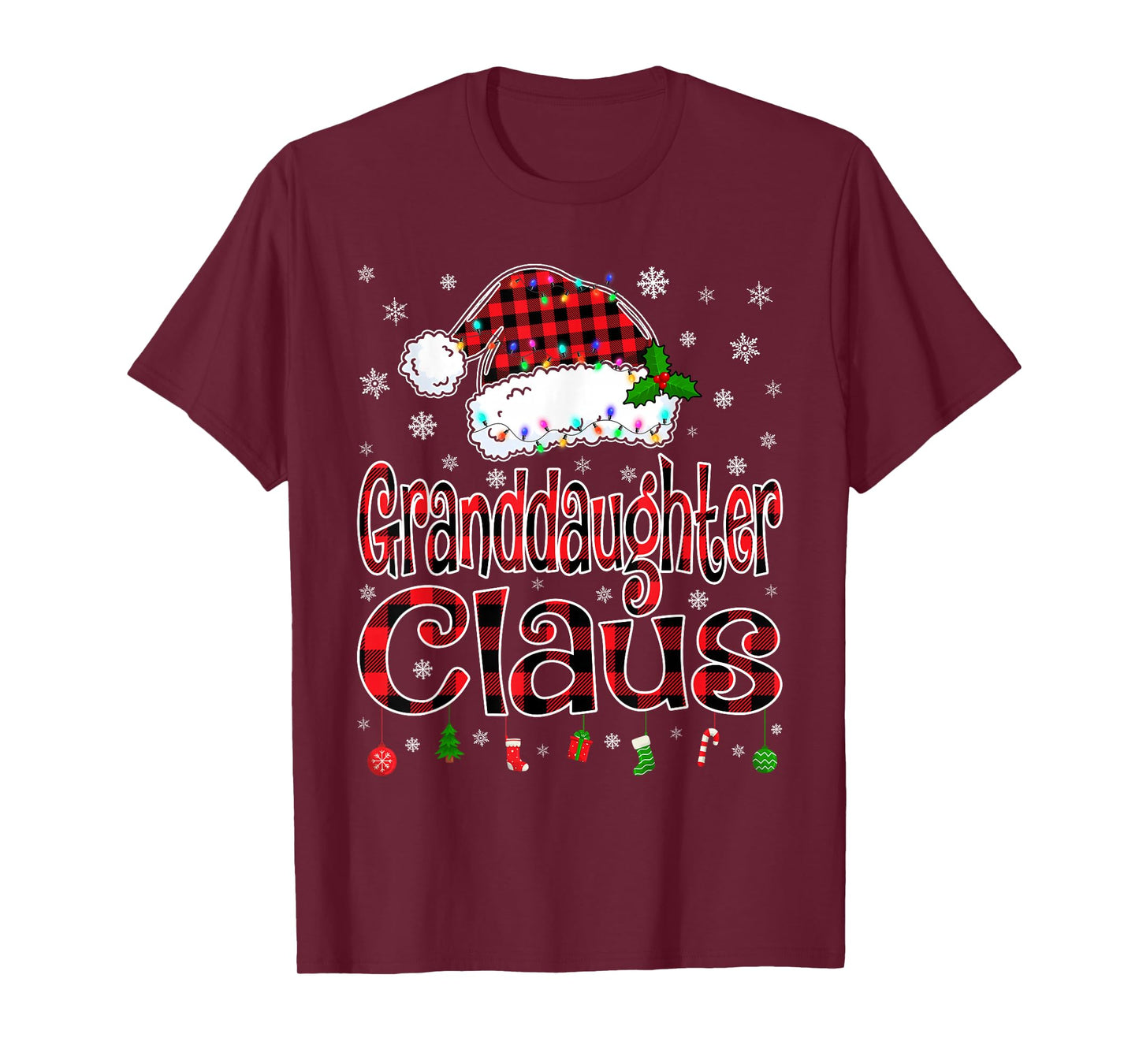 Granddaughter Claus Christmas Lights Xmas Pajama Family Tees T-Shirt