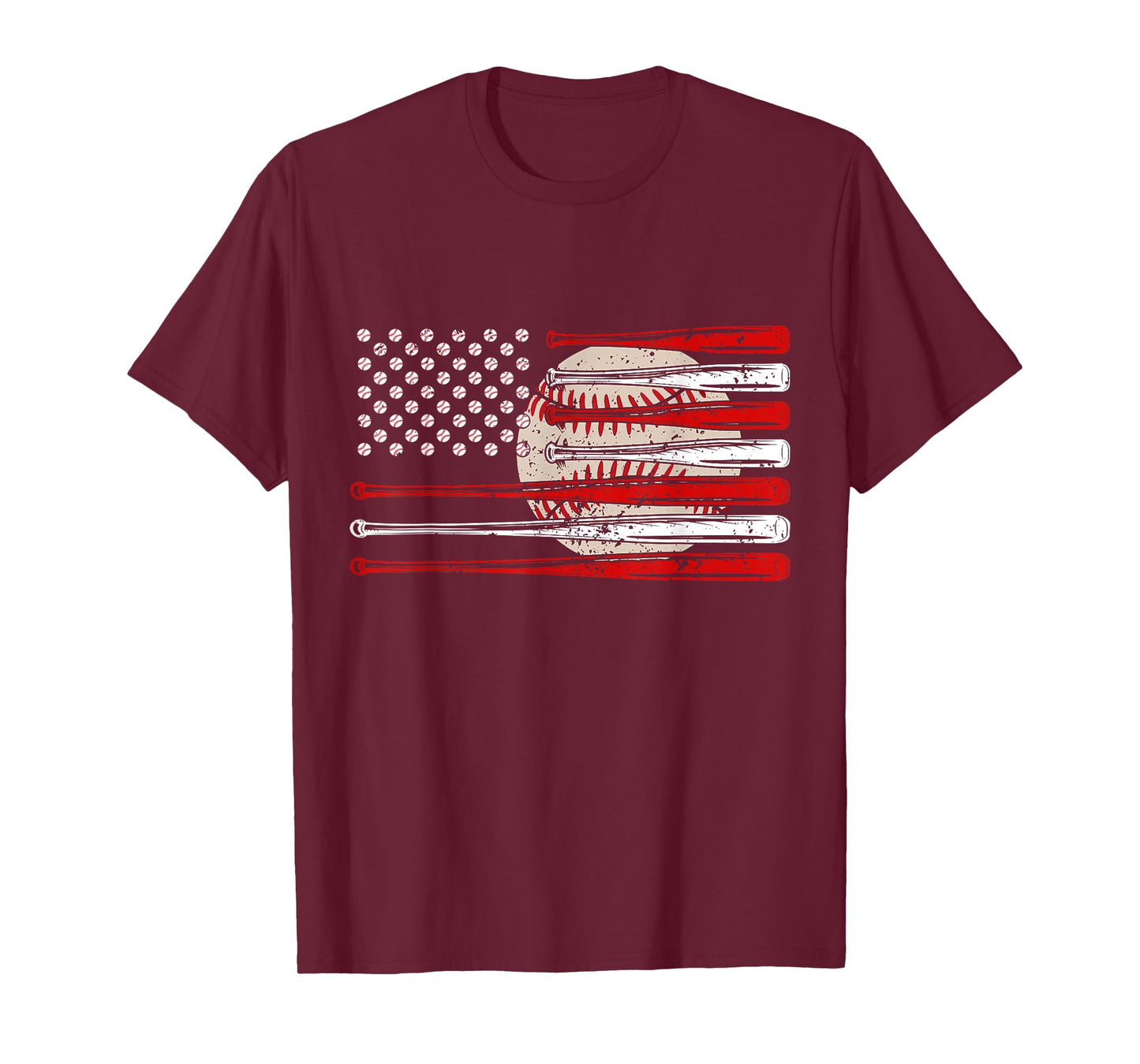 Vintage Baseball American Flag USA For Men Women Dad Mom T-Shirt
