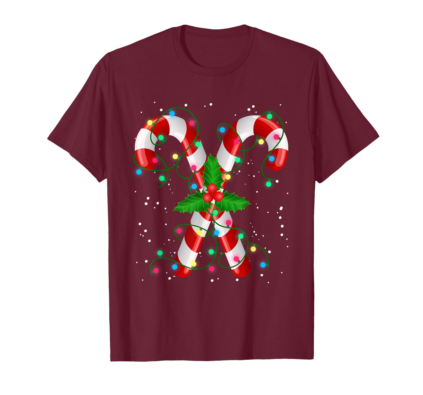 Funny Christmas Candy Cane Santa Lights Xmas Pajama Apparel T-Shirt