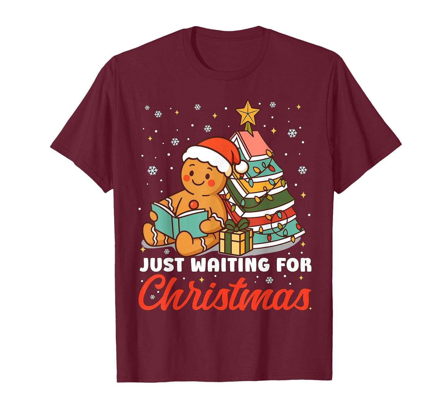 Just Waiting for Christmas Gingerbread Christmas Book Kids T-Shirt