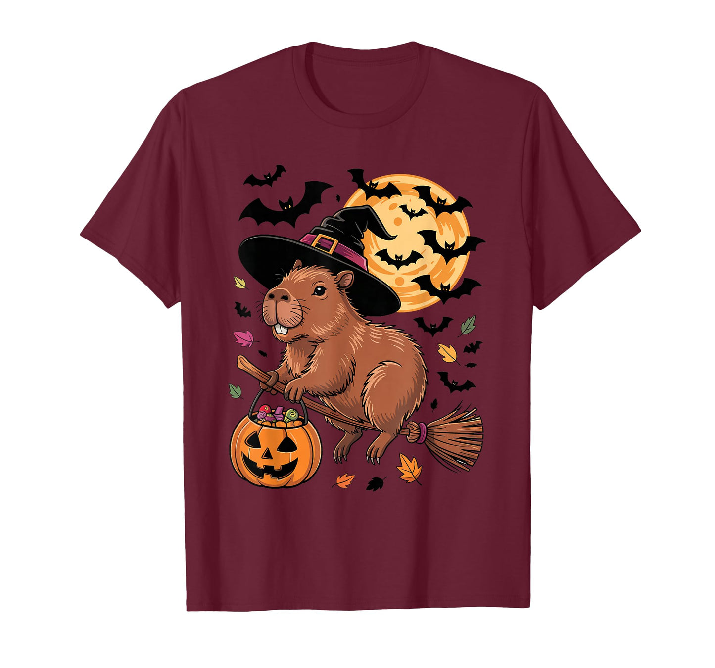 Capybara Witch Jack-o-Lantern Candy Bucket Halloween Costume T-Shirt