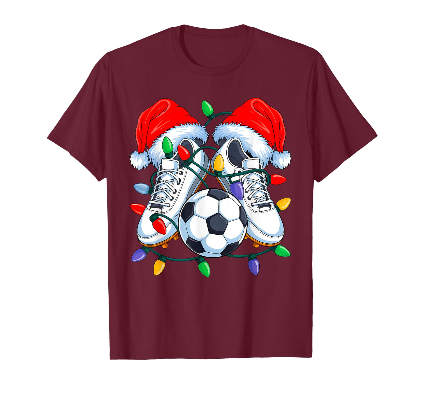 Christmas Soccer Xmas Santa Sports Hat Mens Womens Kids T-Shirt