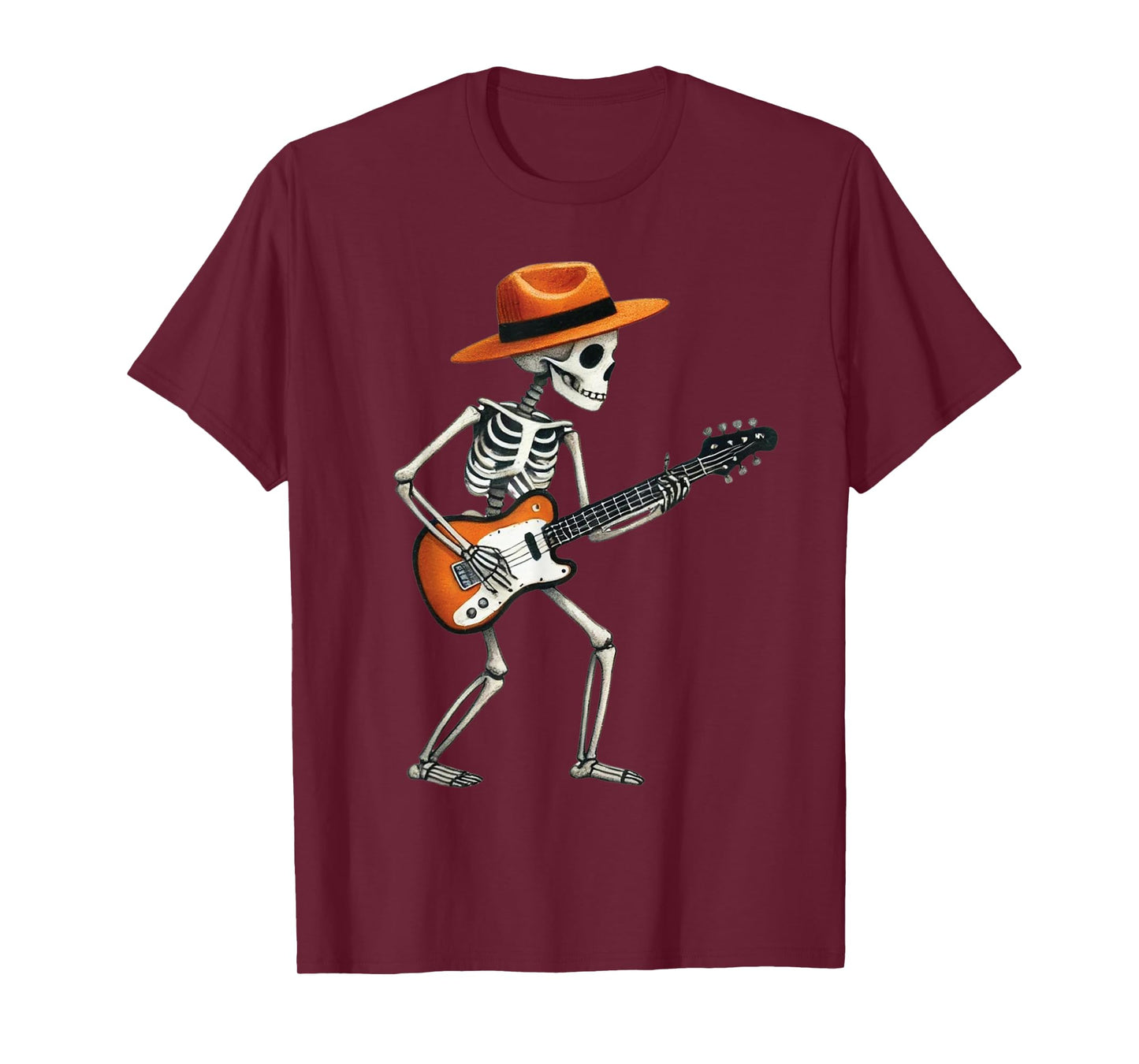 Skeleton Playing Electric Guitar Rock Halloween Boys Men Tee T-Shirt