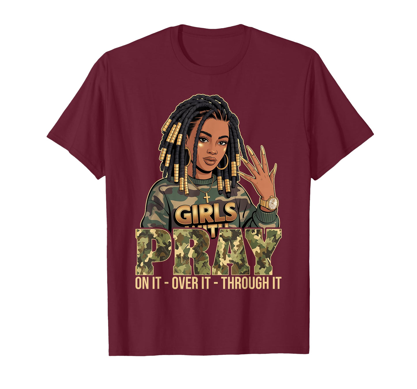 Pray On It Pray Over It Black Woman Loc'd Christian Women T-Shirt