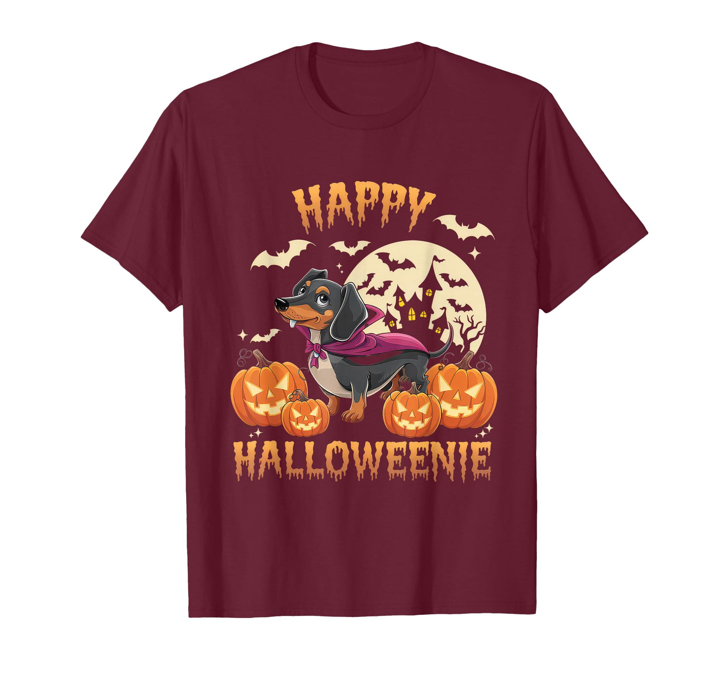 Happy Halloweenie Tshirt Women Men Wiener Monster Party T-Shirt