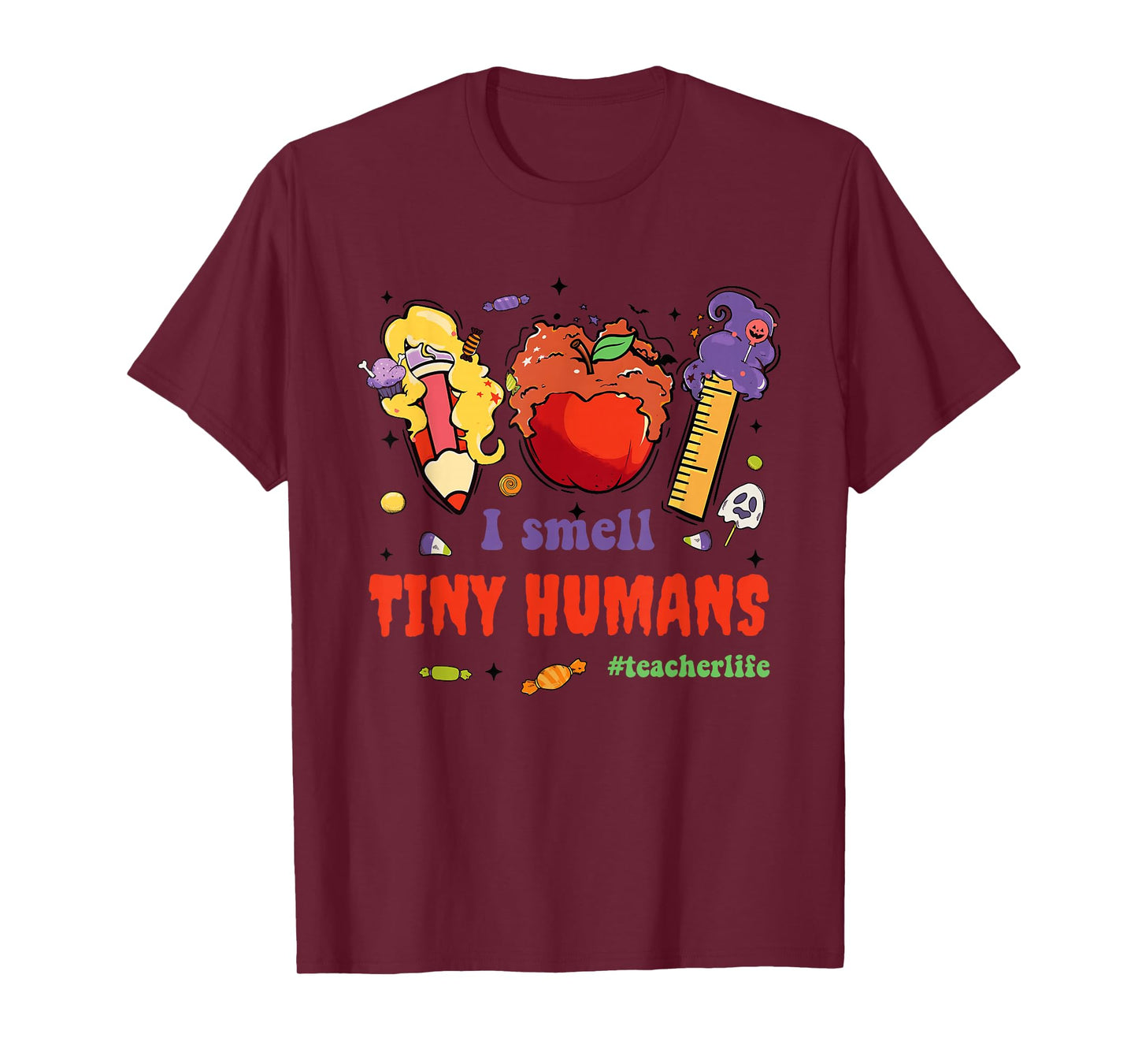 I Smell Tiny Humans Teacher Life Spooky Ghost Halloween T-Shirt