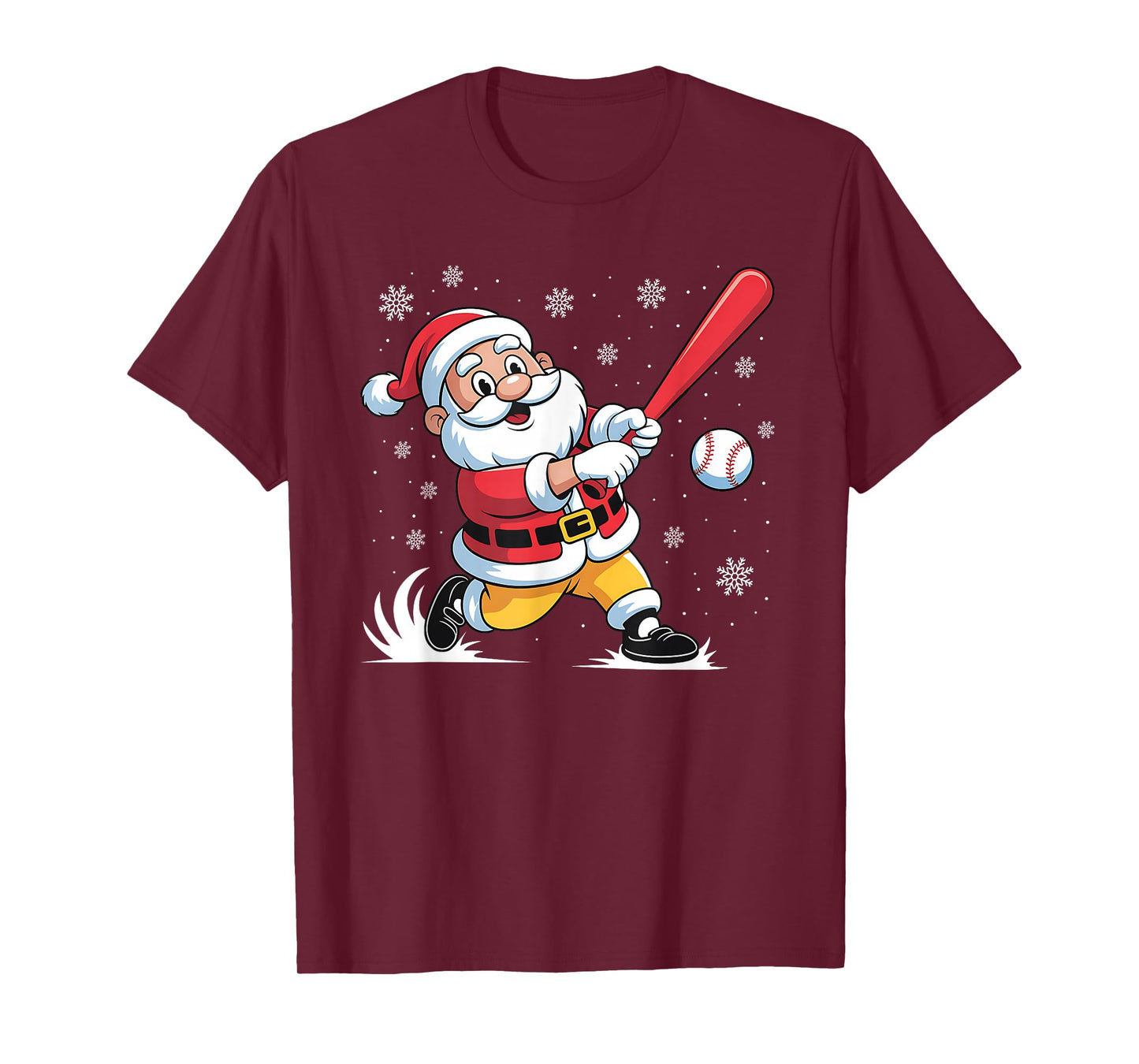 Santa Playing Baseball Christmas Baseball Player Boys Men T-Shirt
