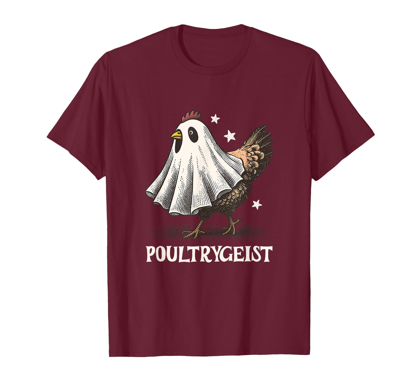 Chicken Ghost Poultrygeist Funny Halloween Farmer T-Shirt