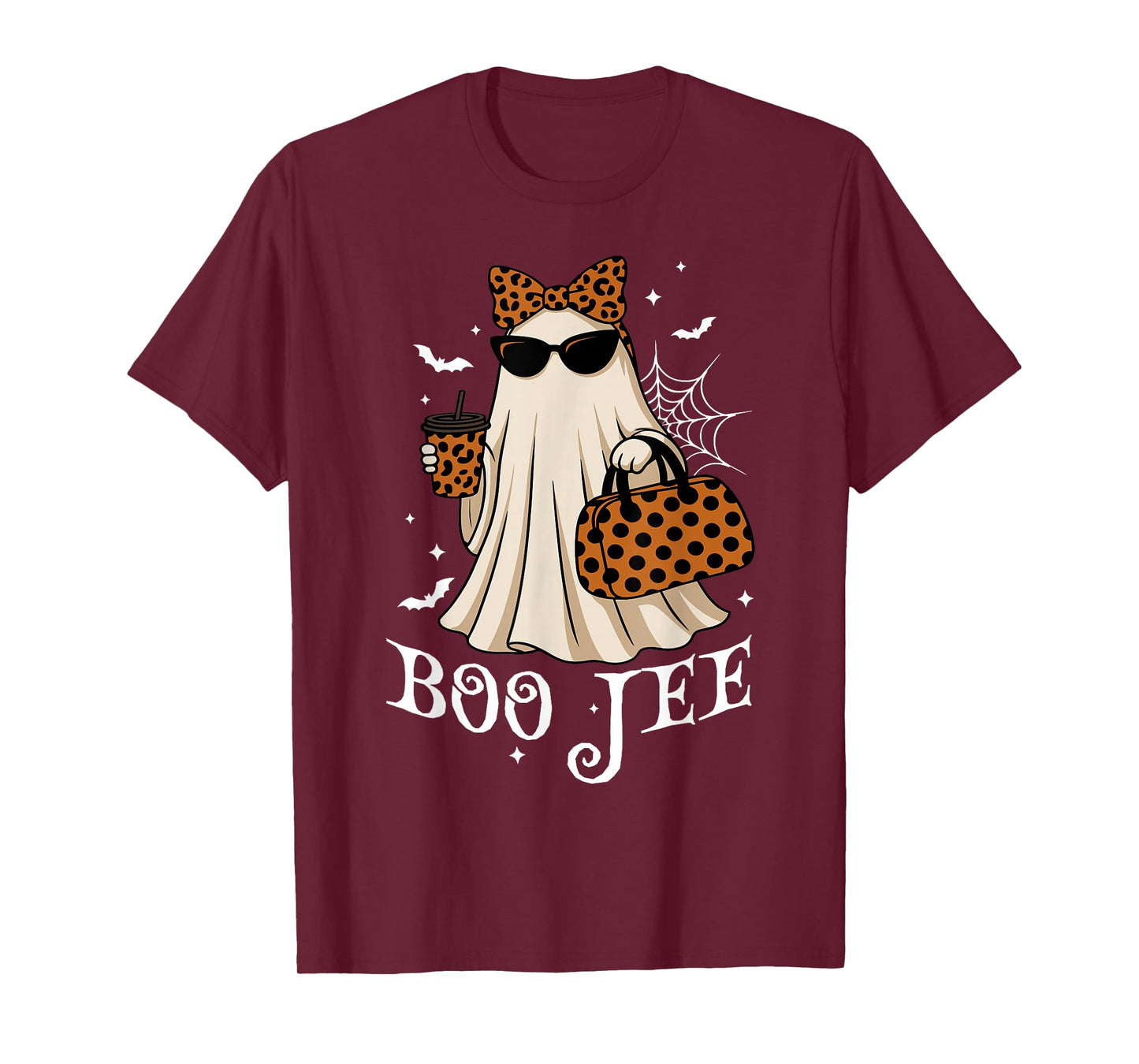 Coquette Leopard Ghost Coffee Boo-JEE Halloween Boujee Ghost T-Shirt