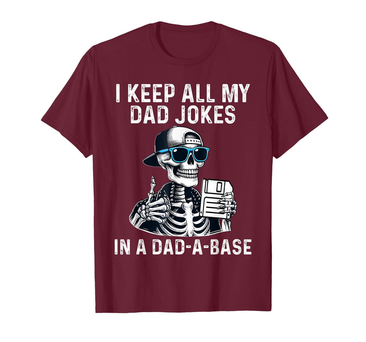 Skeleton Dad Jokes Retro Dad-A-Base Halloween Fathers Day T-Shirt