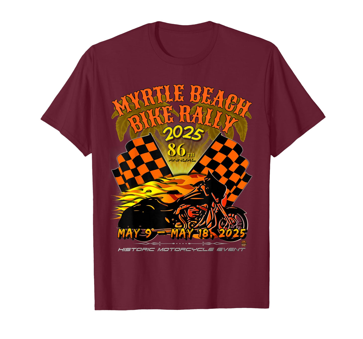 2025 MYRTLE BEACH BIKE RALLY 86 ANNUAL VINTAGE ART ON FRONT T-Shirt