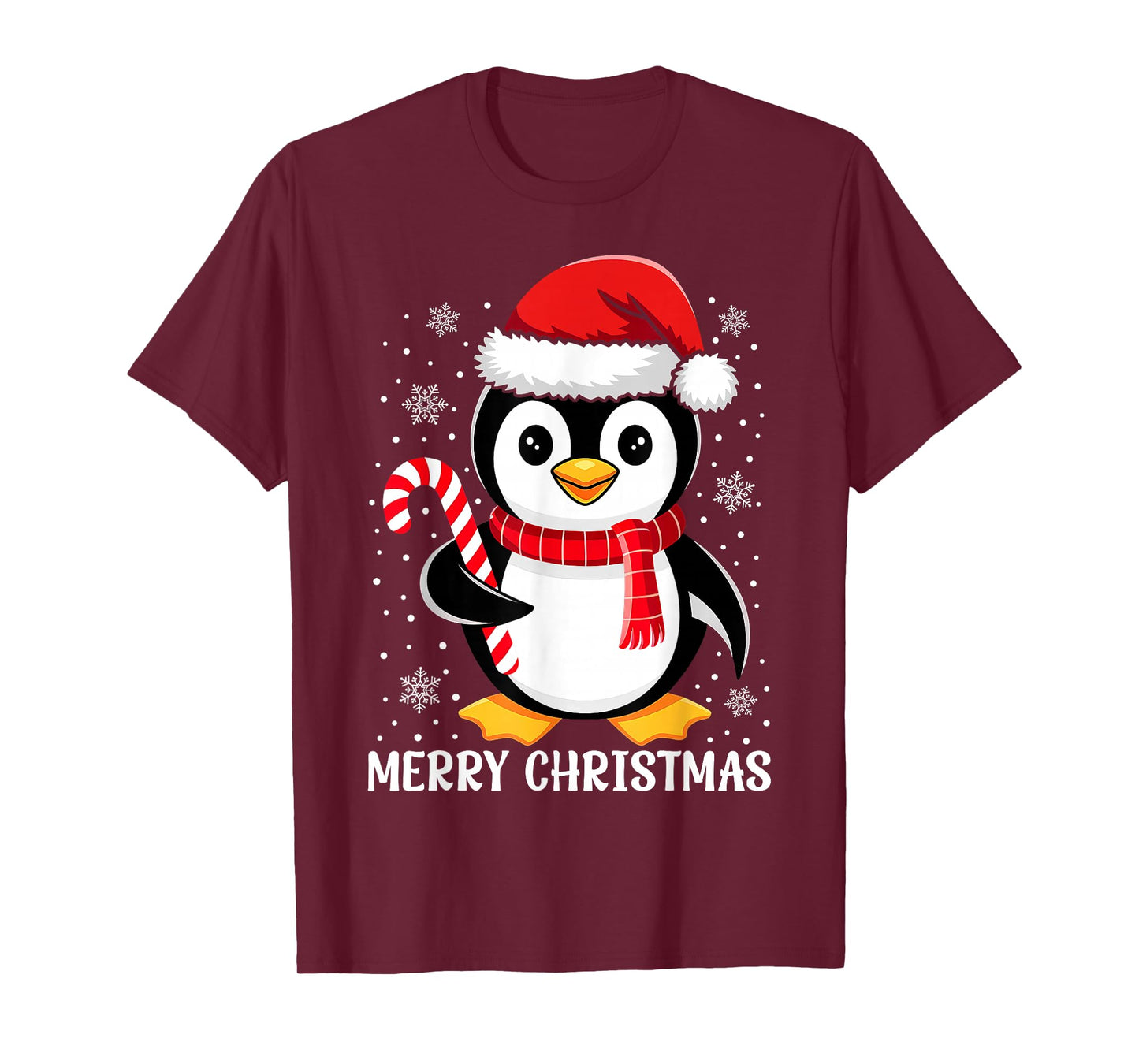 Merry Christmas Penguin Red Santa Hat Funny Xmas Pajamas T-Shirt
