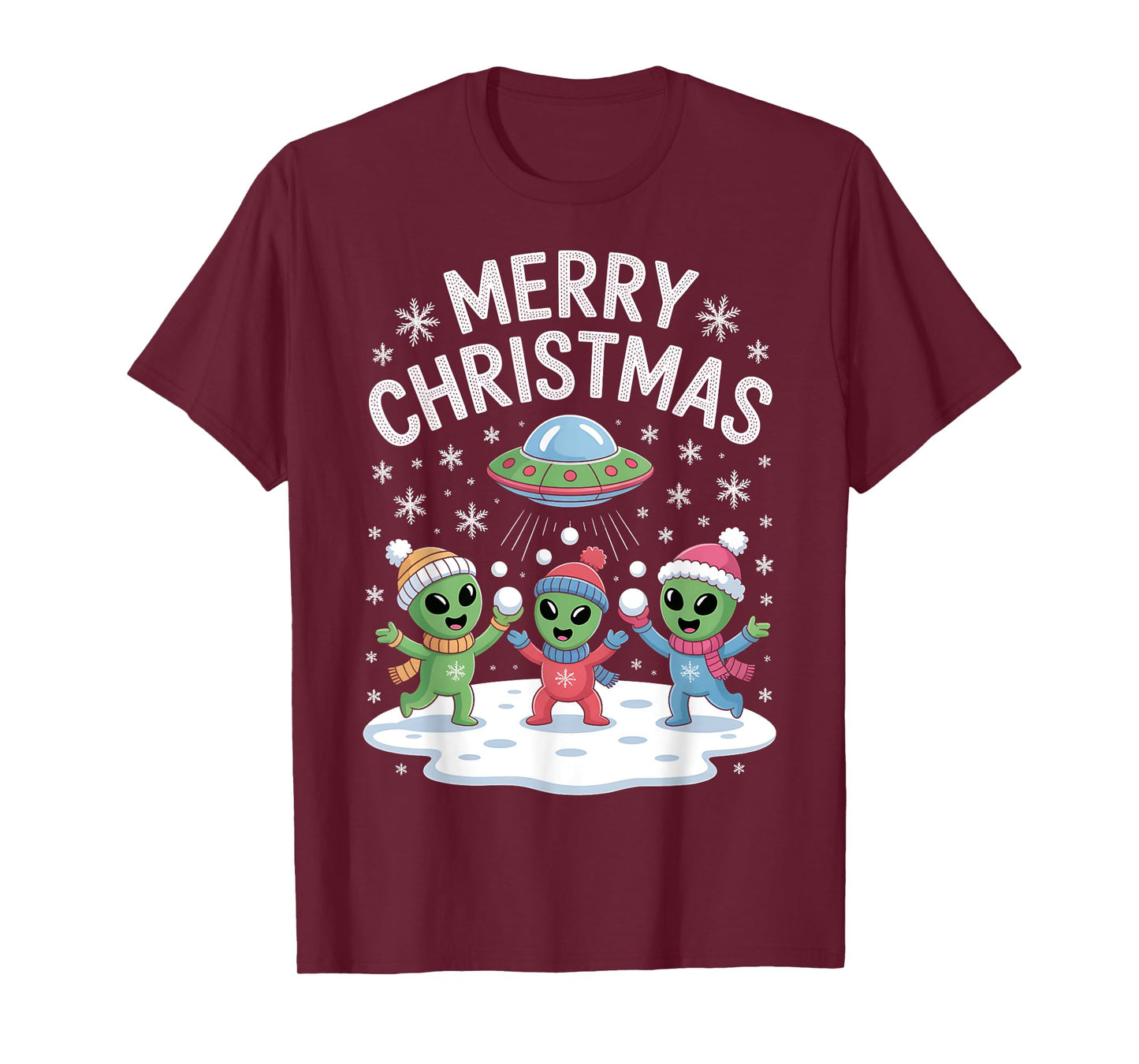 Funny Alien Trio Merry Ugly Christmas Santa Hat Gifts Xmas T-Shirt