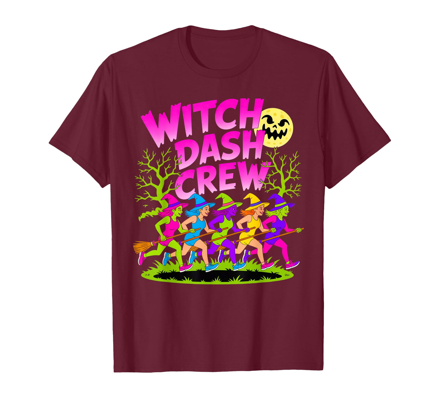 Witch Dash Crew Runner Costume Halloween Running Womens Team T-Shirt