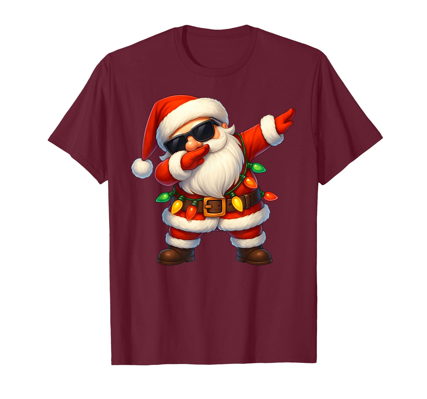 Dabbing Santa Christmas Lights Dab Xmas Girls Boys Kids T-Shirt