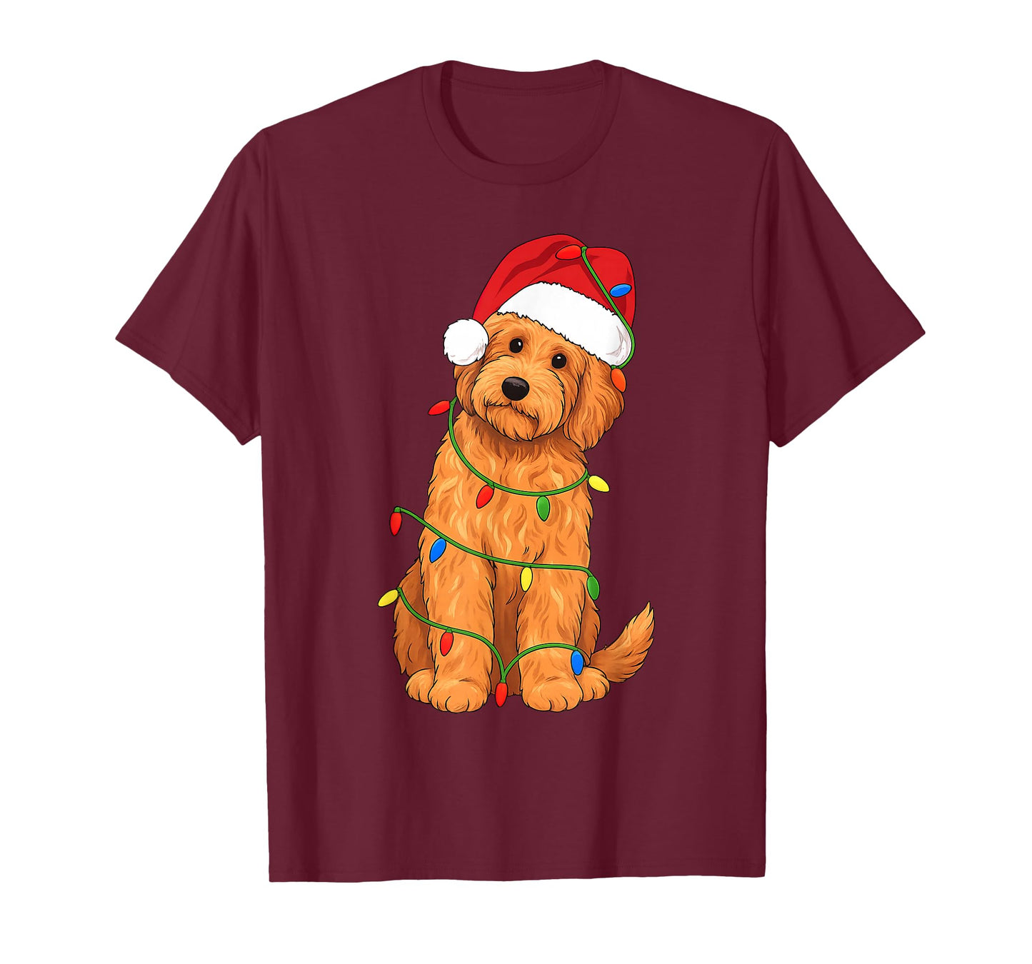 Goldendoodle Christmas Tree Lights Holiday Dog Lover T-Shirt