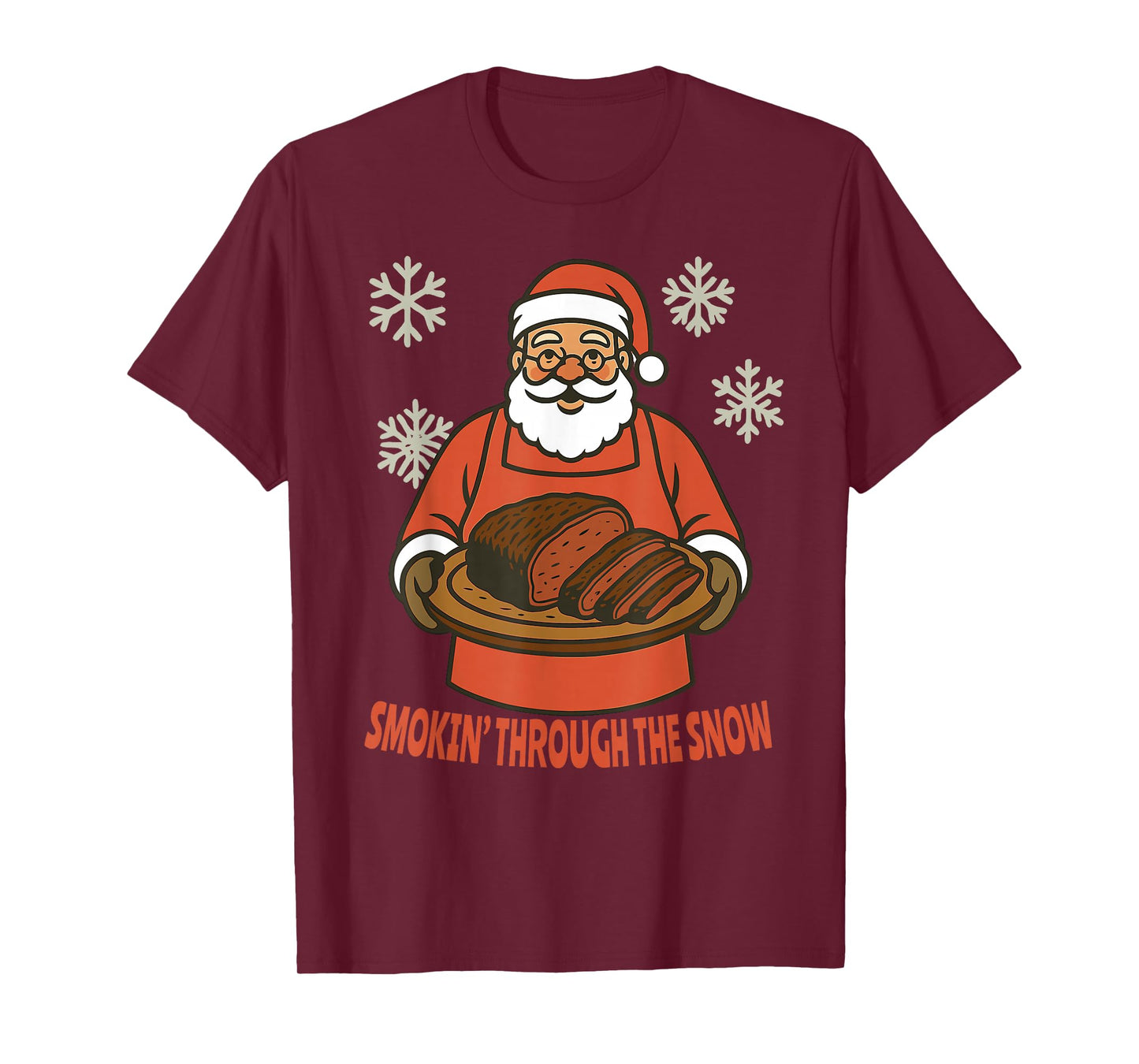 Funny Santa Smokin Brisket BBQ Christmas Holiday Party Humor T-Shirt