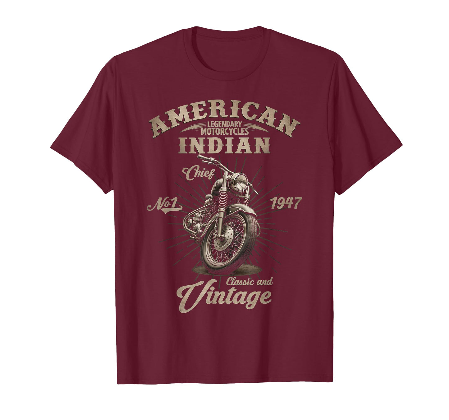 Retro American Motorcycle Indian For Old Biker T-Shirt