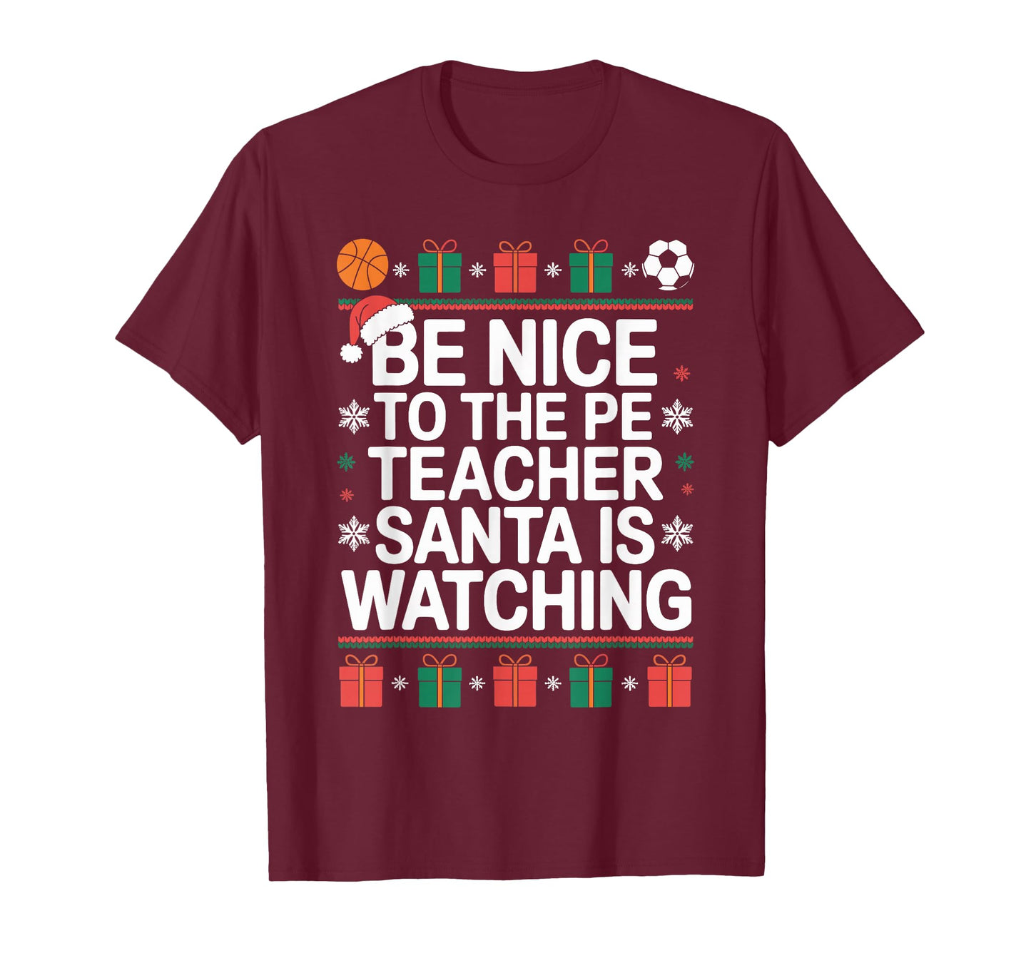 PE Teacher Ugly Christmas Sweater Physical Education Xmas T-Shirt