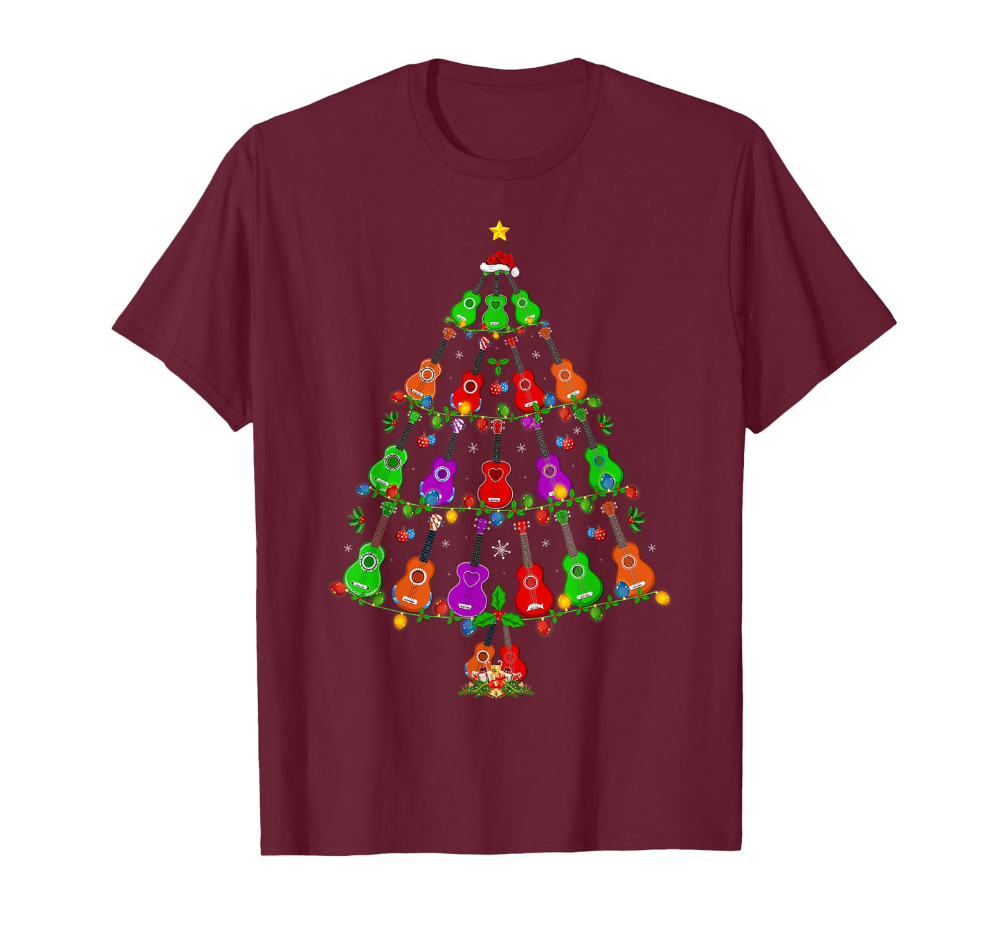 Ukulele Guitar Christmas Tree Funny Music Lover Musical Xmas T-Shirt