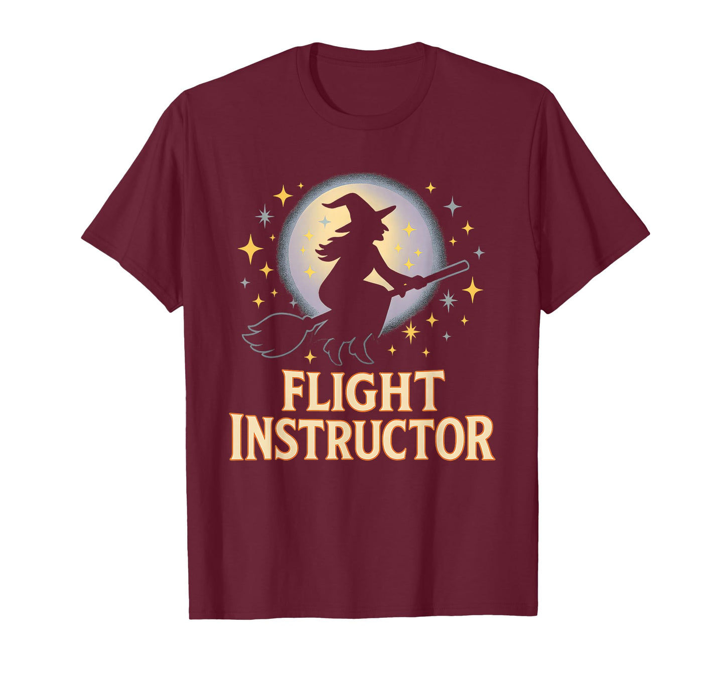 Flight Instructor Witch Riding Broomstick Funny Halloween T-Shirt