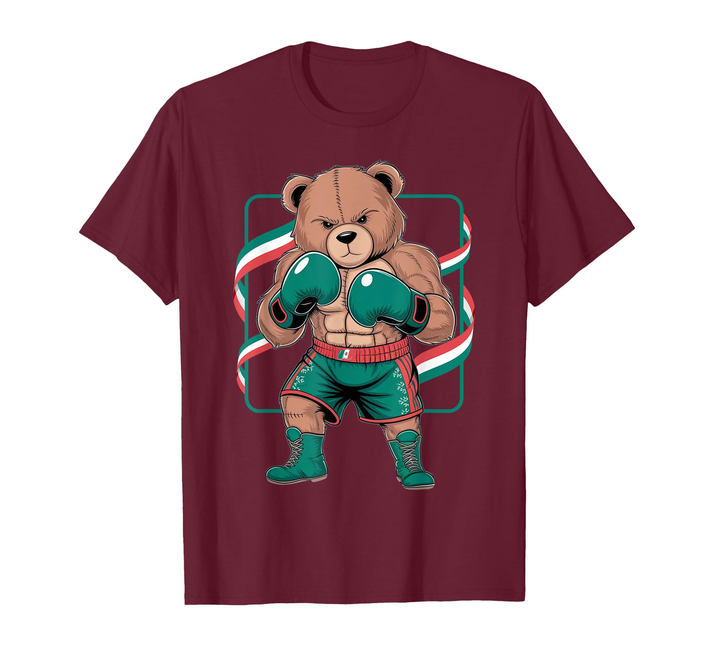 Mexican Teddy Bear Boxing Player Gloves Gym Stylish Costume T-Shirt