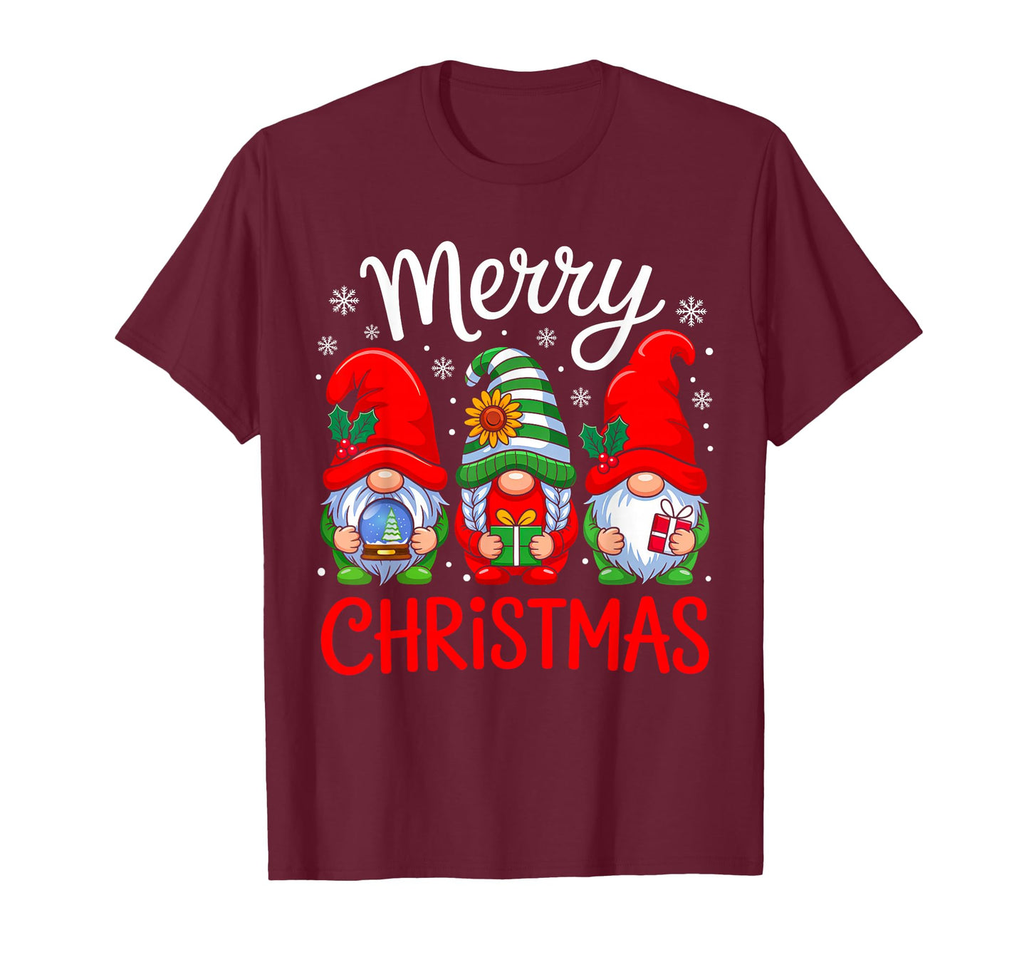 Cute Gnomes Merry Christmas Light Family Gnome Xmas Matching T-Shirt