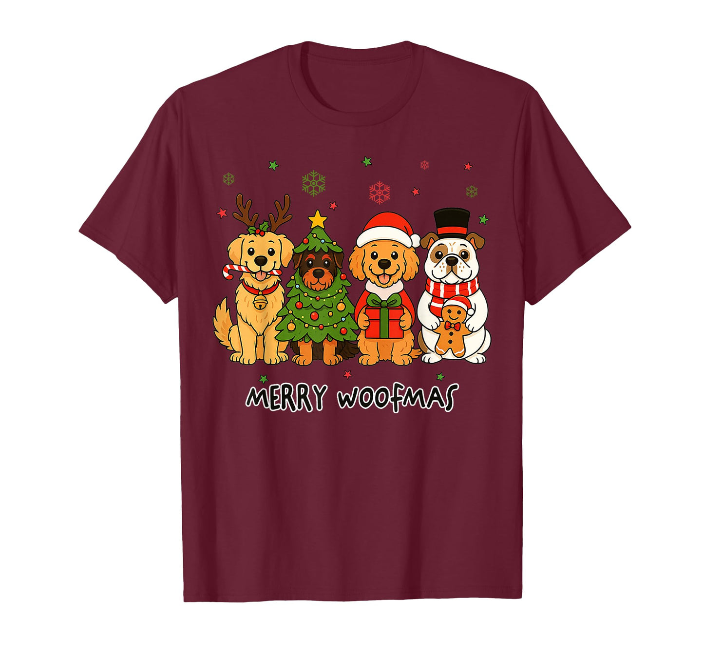 Merry Woofmas Christmas Dog Xmas Tree Santa Reindeer Pajama T-Shirt