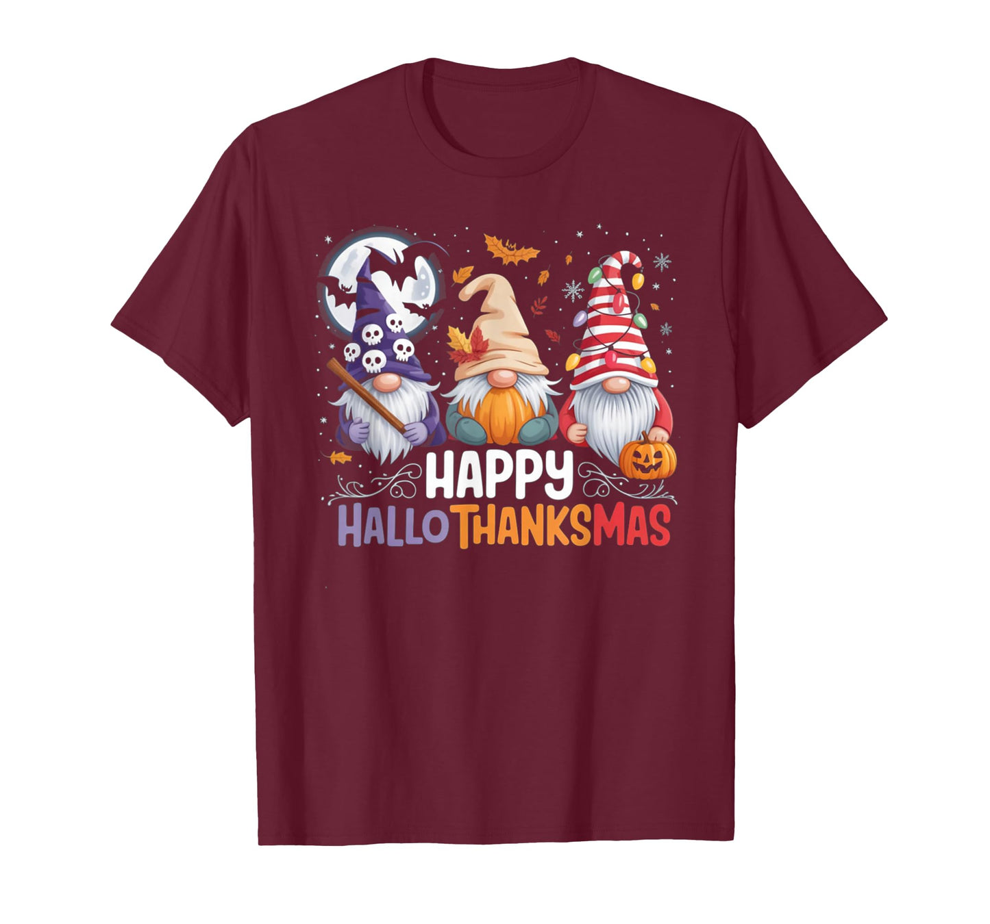 HalloThanksMas Gnomes Halloween Thanksgiving T-Shirt