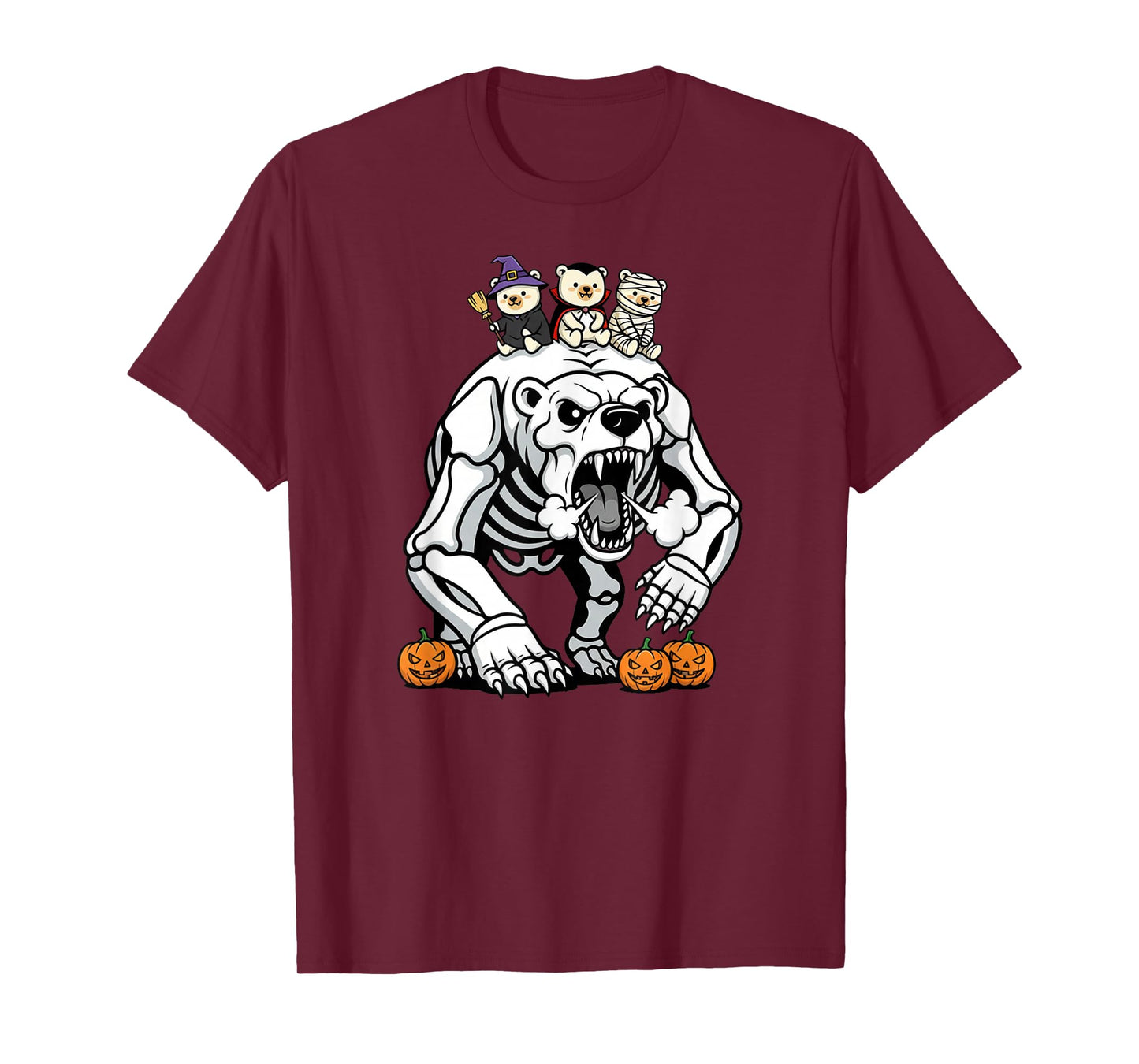 Polar Bear Skeleton Mummy Witch Halloween Kids Mens Womens T-Shirt