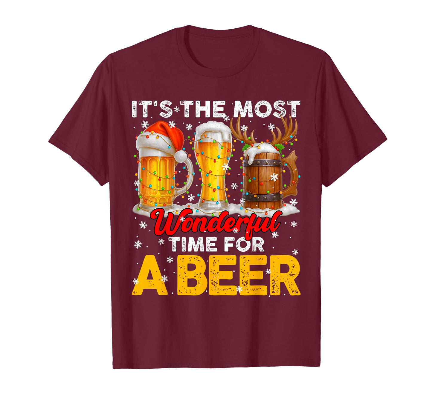Wonderful Time for A Drink Santa Hat Christmas Xmas Men T-Shirt
