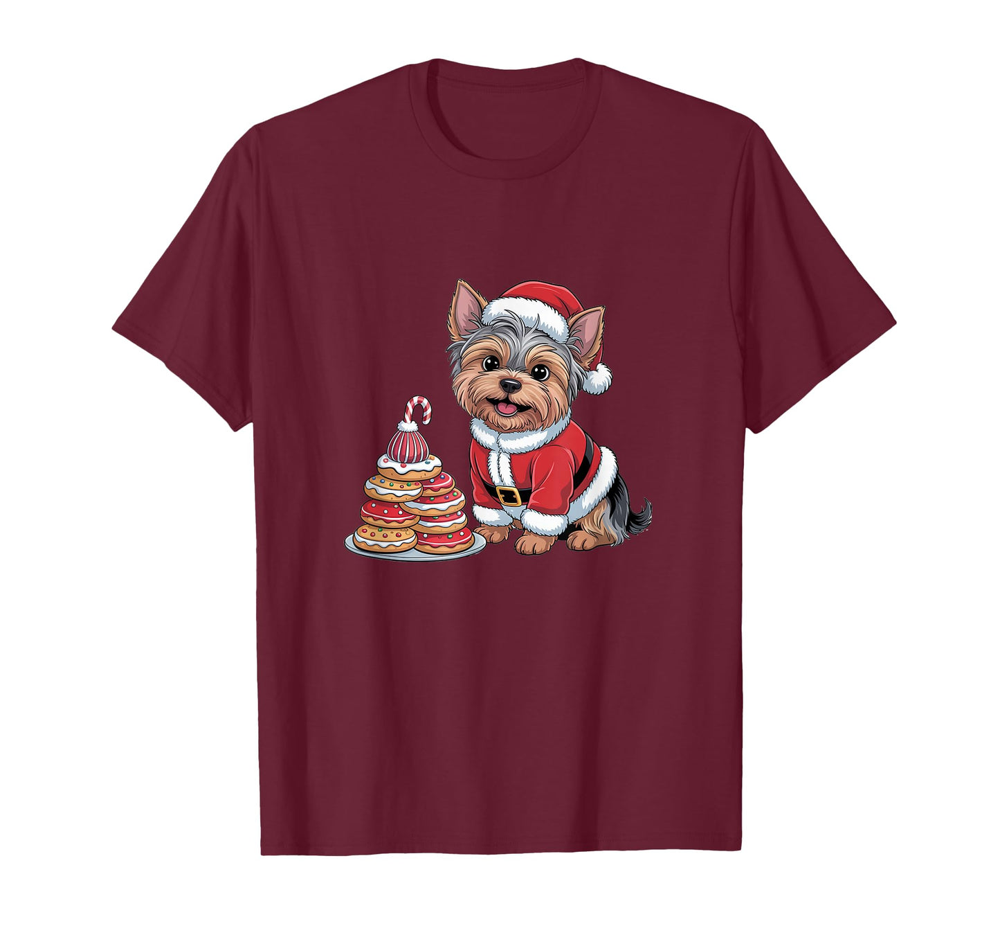 Yorkshire Terrier Funny Christmas Dog Lover Cute Santa Humor T-Shirt