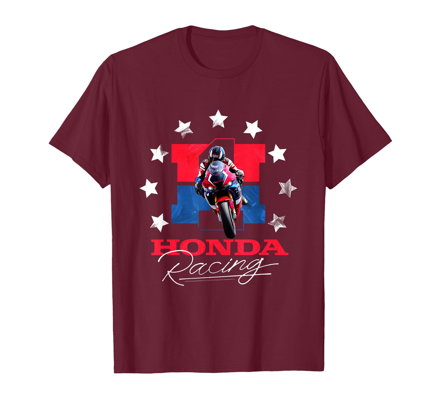 Honda Racing Red White & Blue Stars Sports Bike T-Shirt