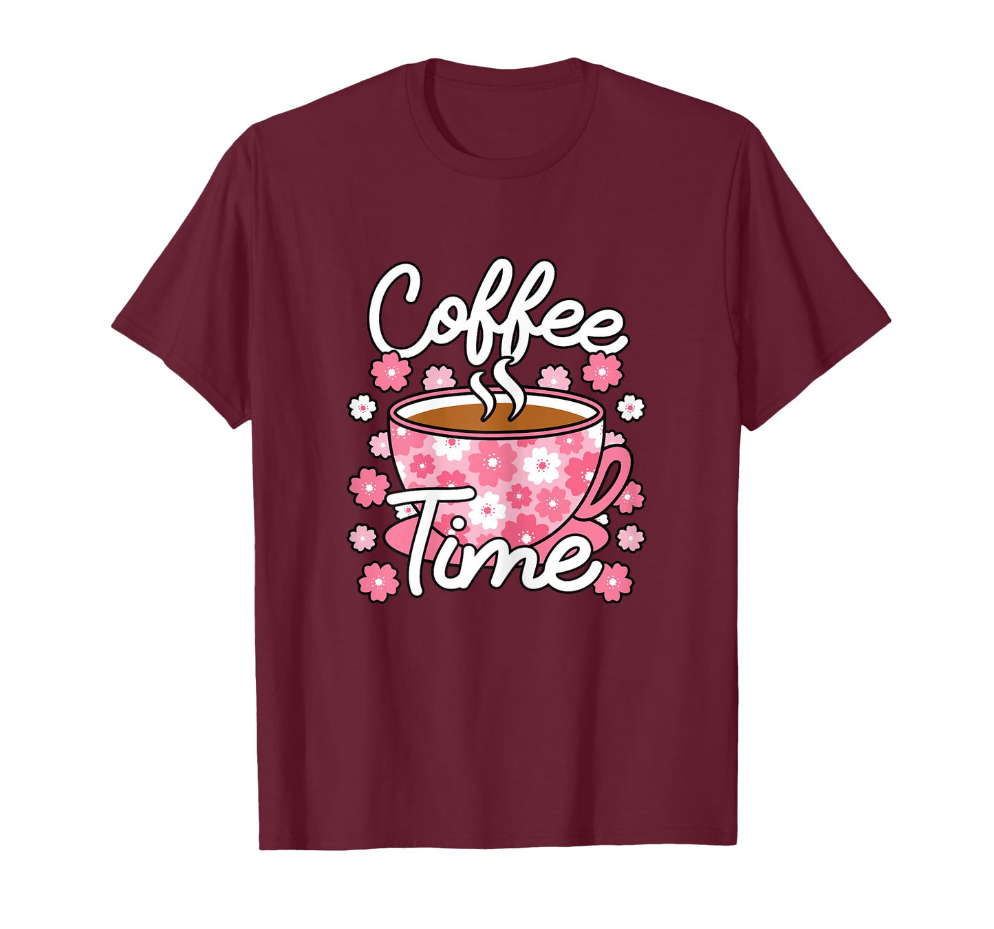 Cute Coffee Time Pink Coffee Lover Women T-Shirt