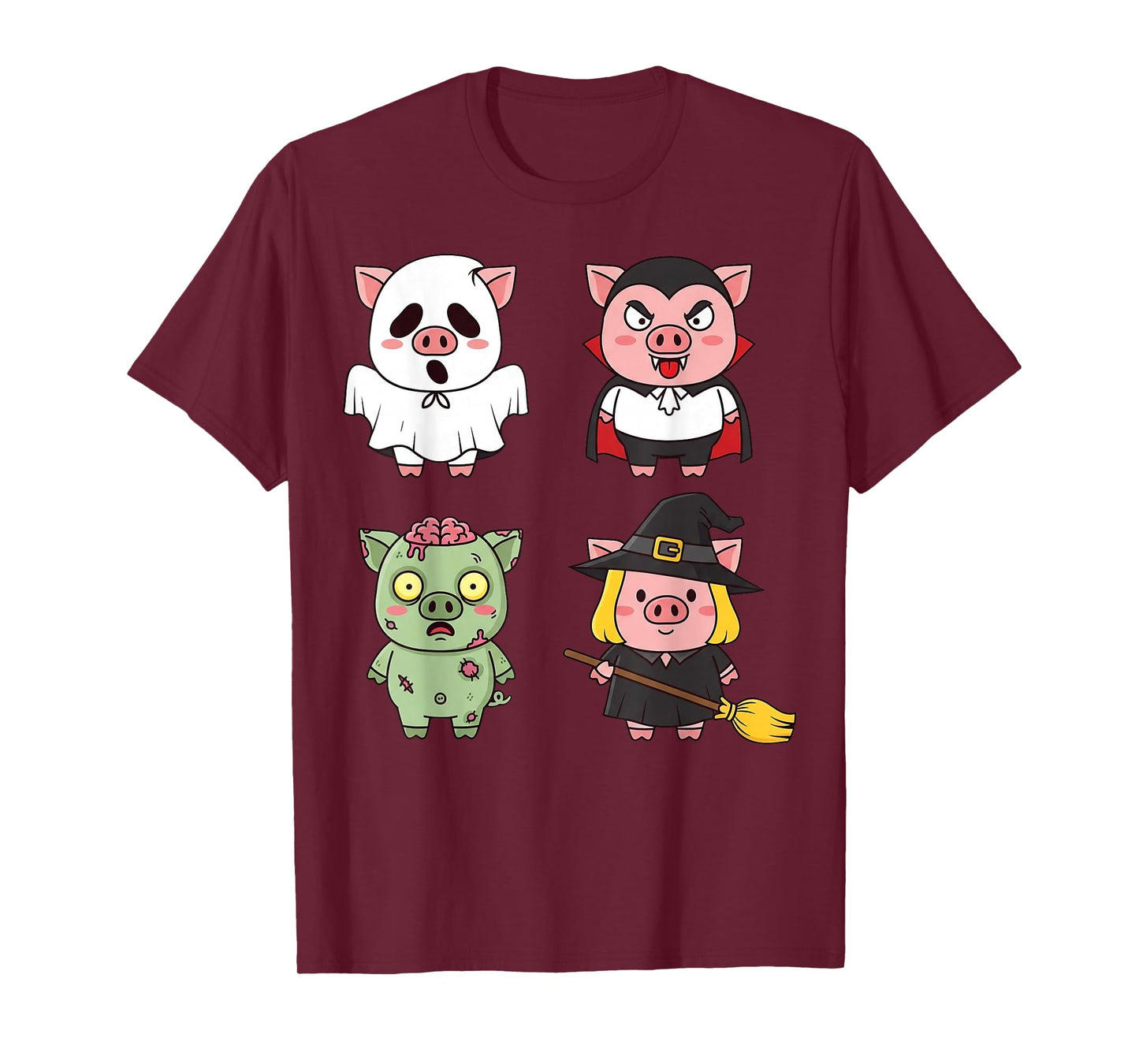 Pig Spooky Witch Boo Zombie Cute Halloween Boys & Girls T-Shirt