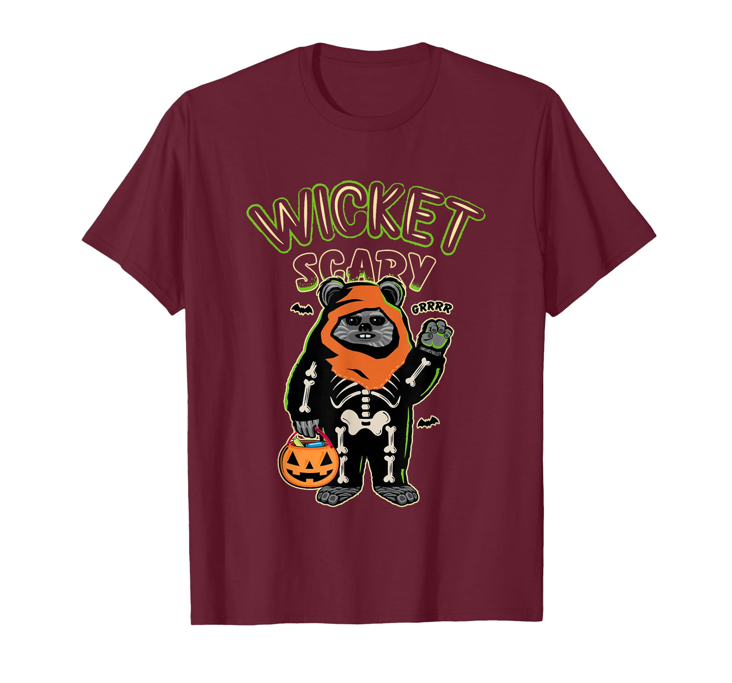 Star Wars Halloween Wicket Scary Ewoks Grrr Big Chest Logo T-Shirt