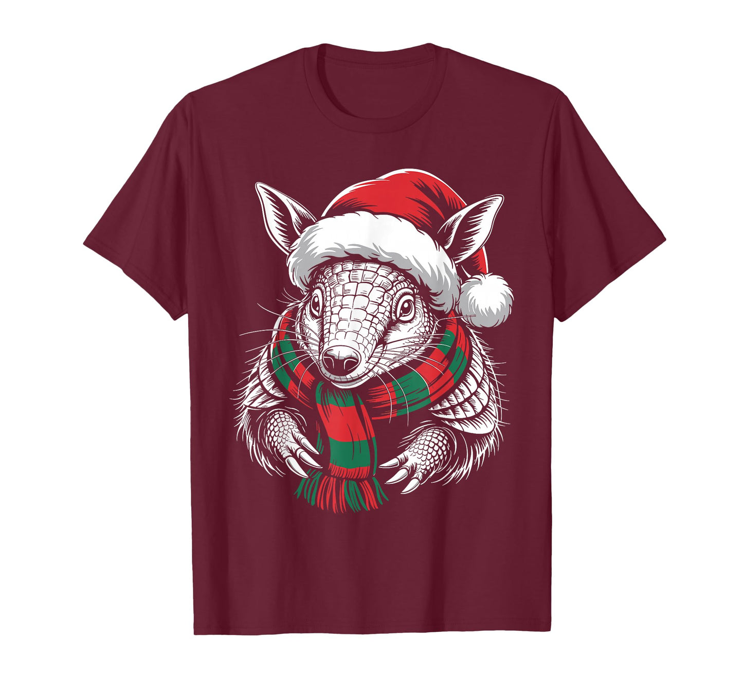 Armadillo Xmas Santa Hat Scarf Christmas Costume T-Shirt
