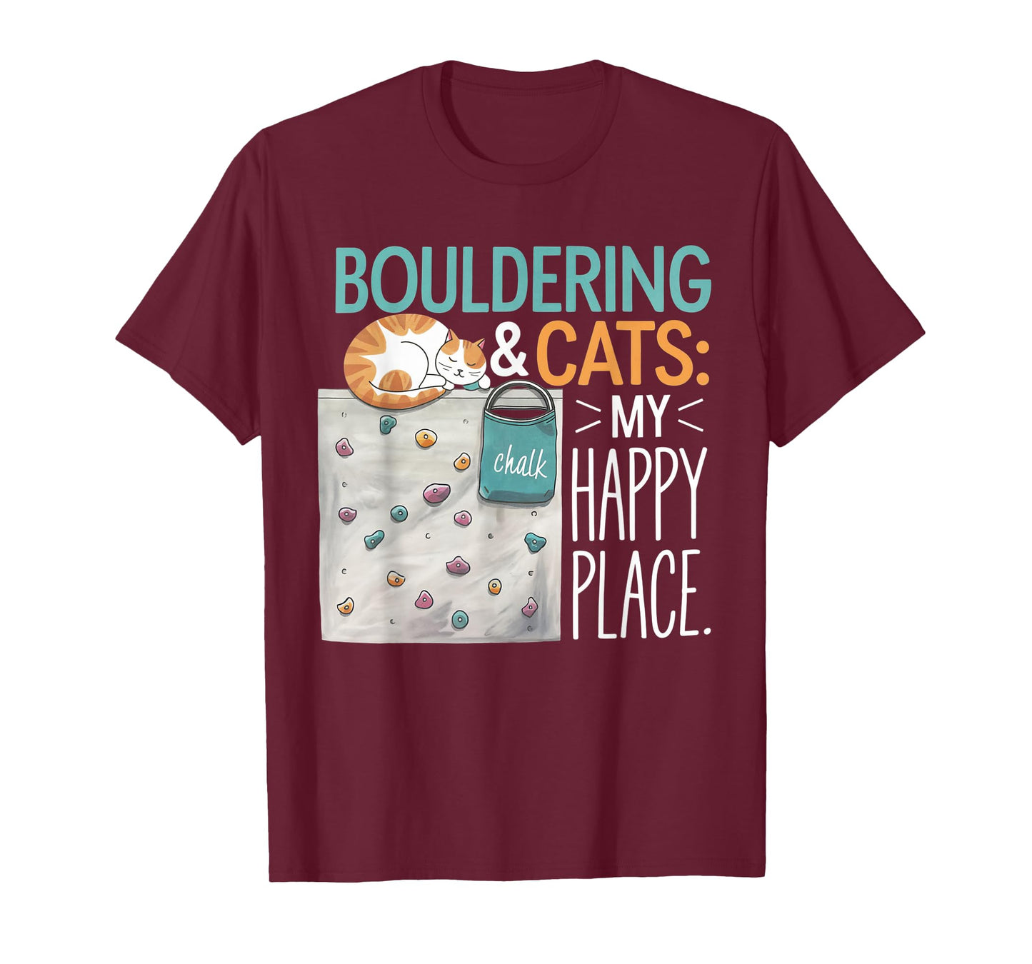 Funny Bouldering Cat – Rock Climbing & Cat Lover Design T-Shirt for Men Women Kids