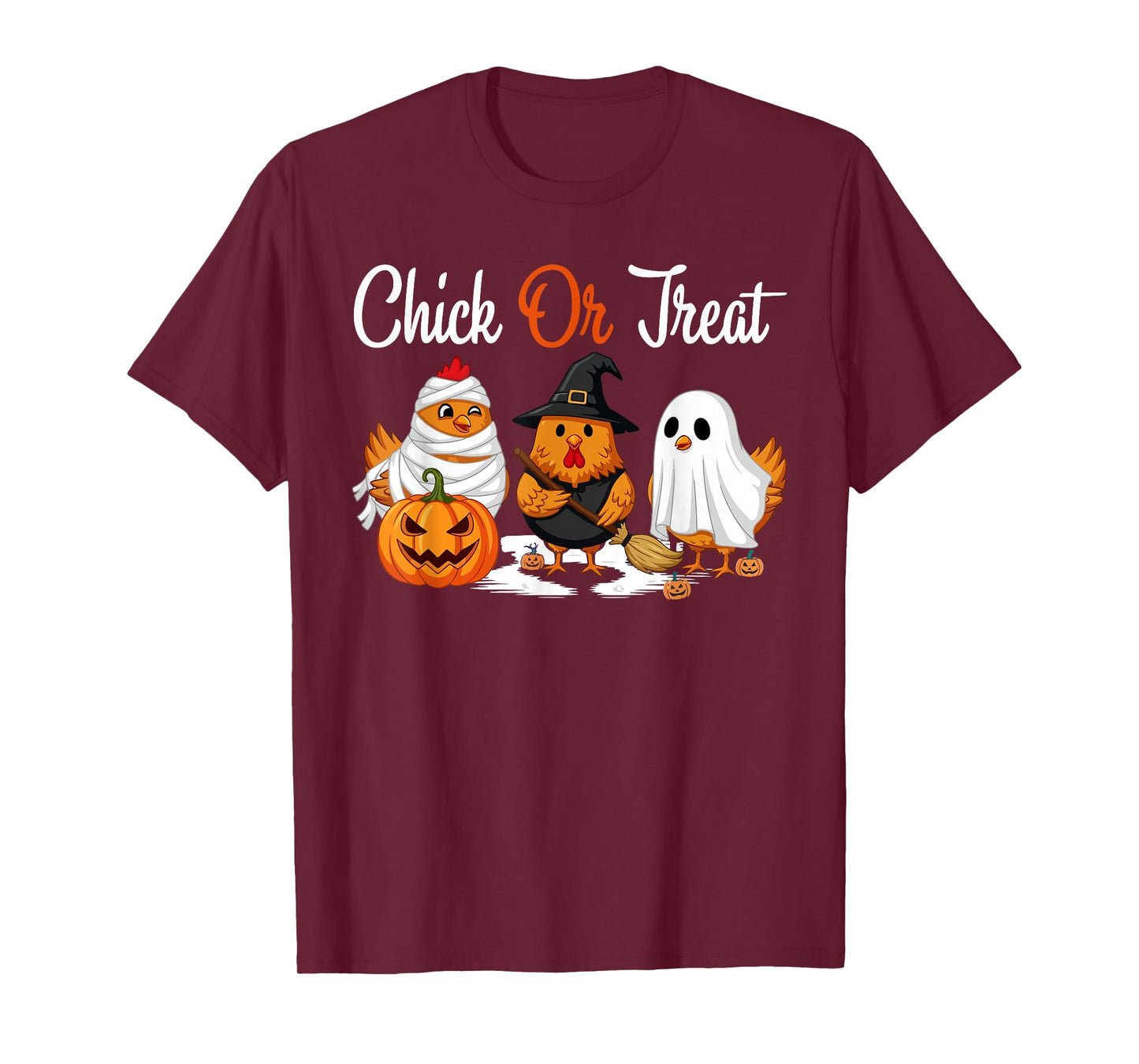Chick Or Treat Chickens in Witch Ghost Costume Halloween Day T-Shirt